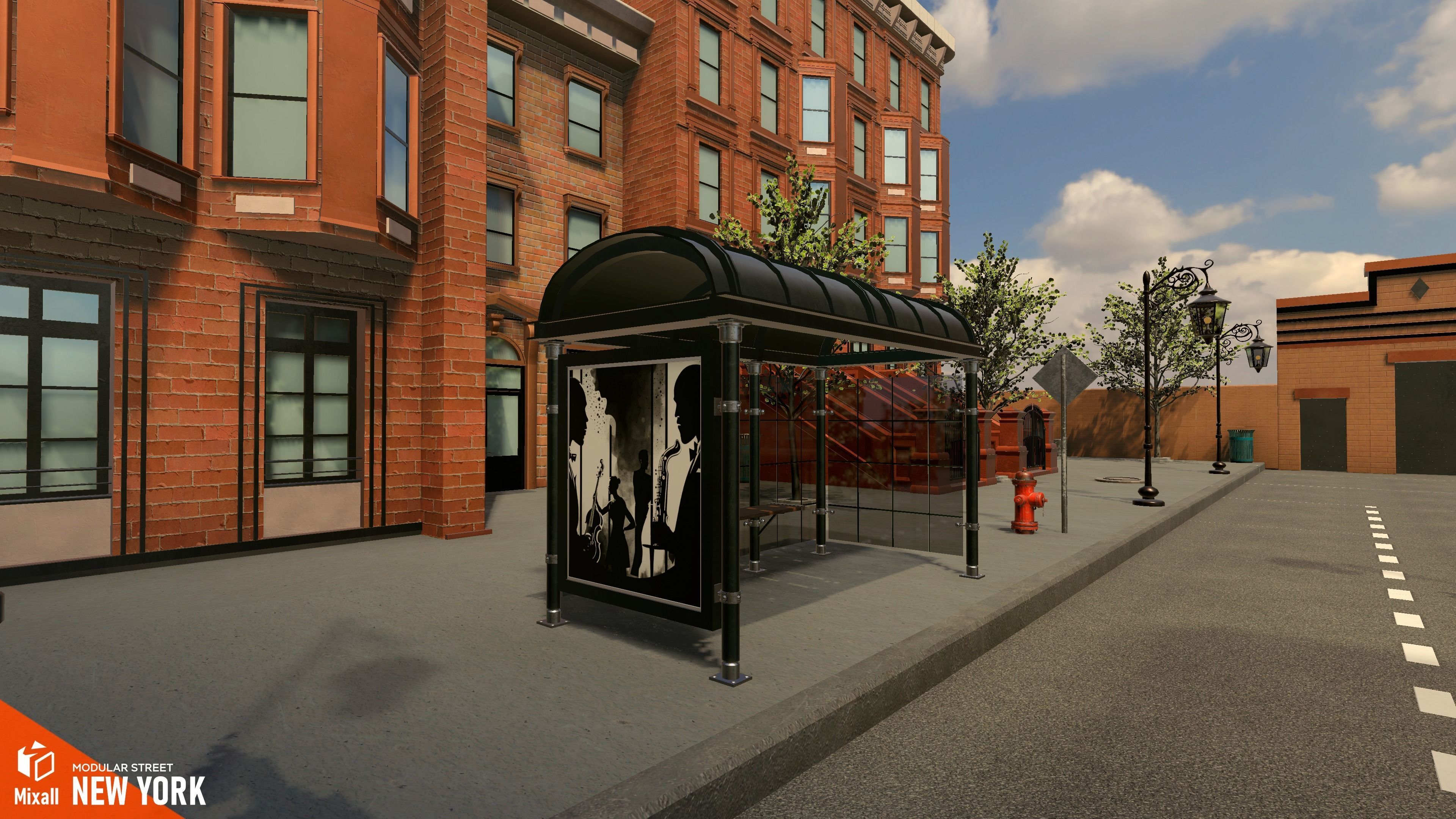 New York streets - Modular city Low-poly 3D model_6