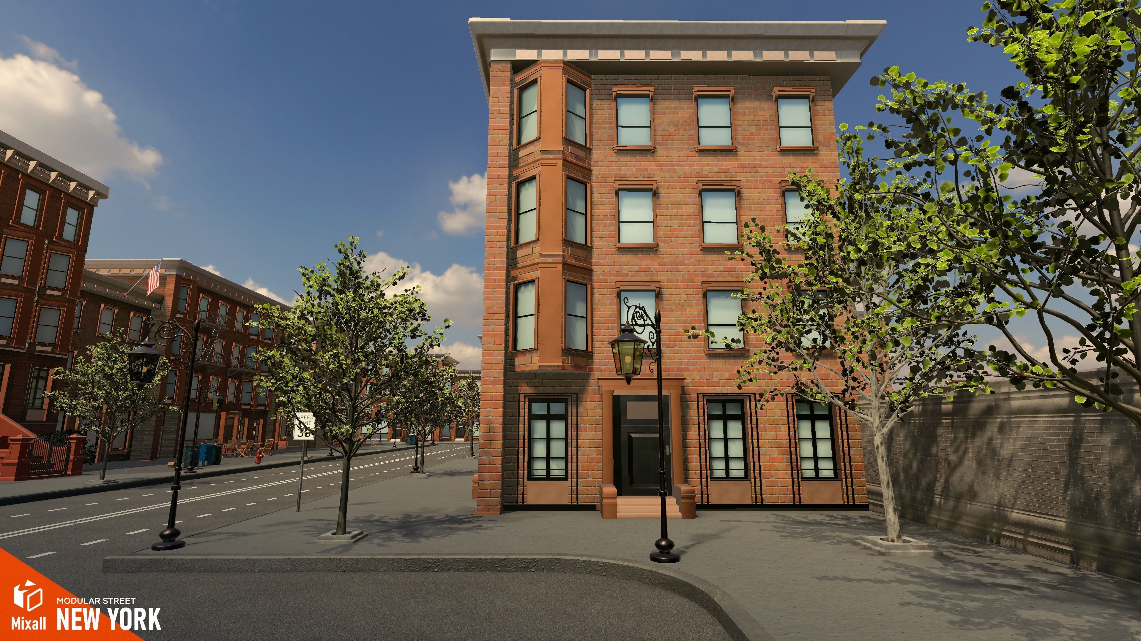 New York streets - Modular city Low-poly 3D model_13