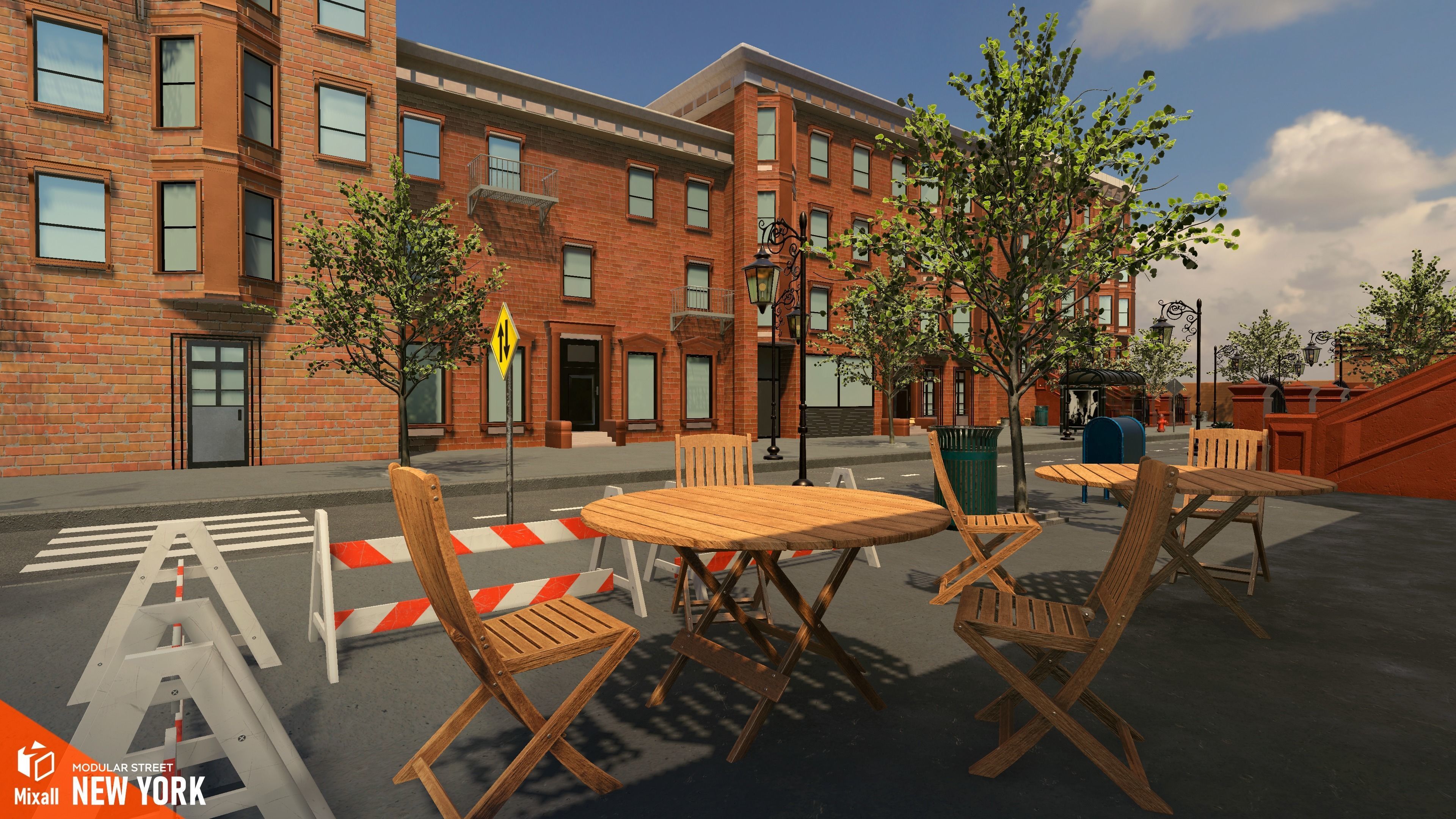 New York streets - Modular city Low-poly 3D model_15