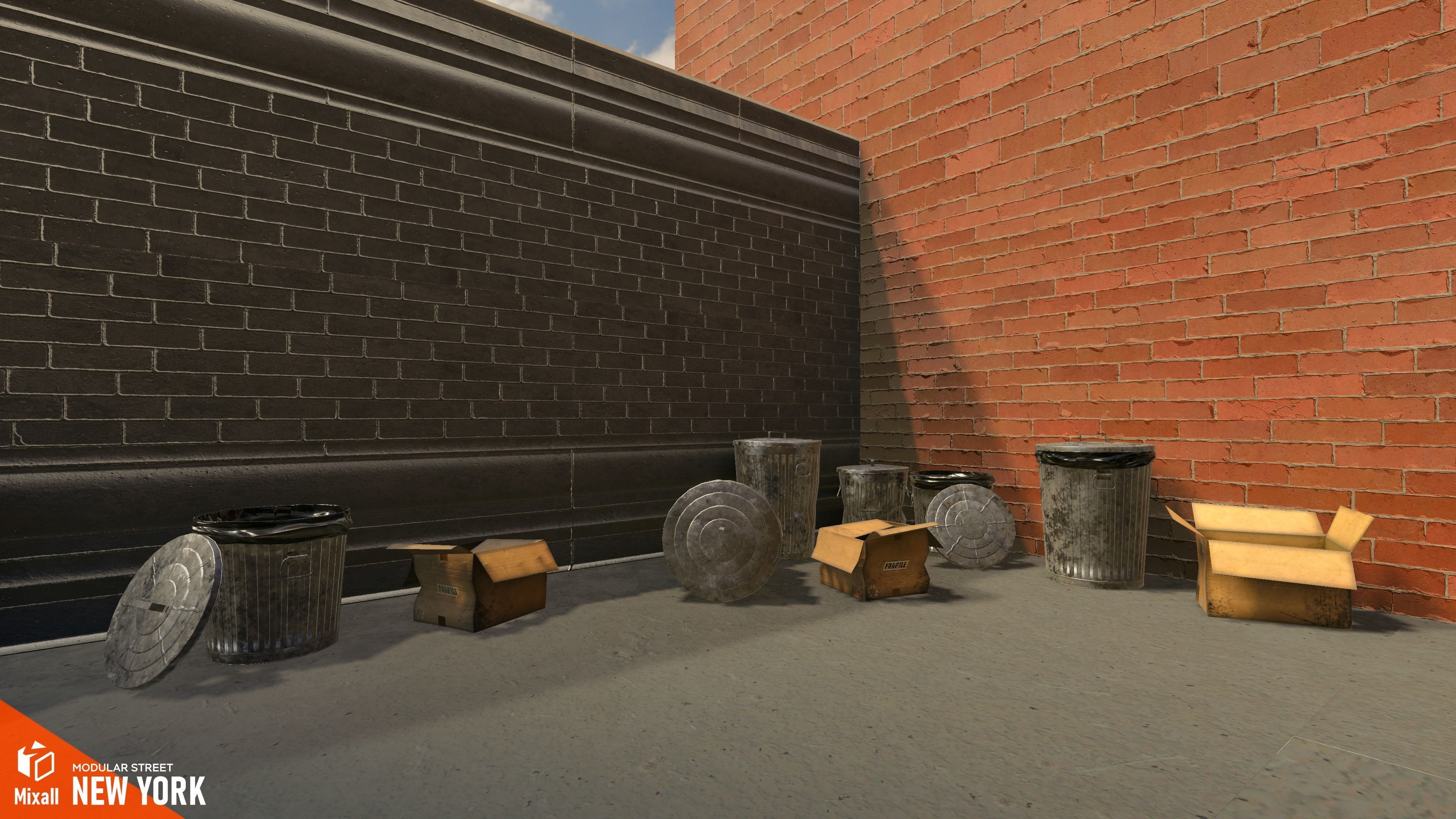 New York streets - Modular city Low-poly 3D model_16