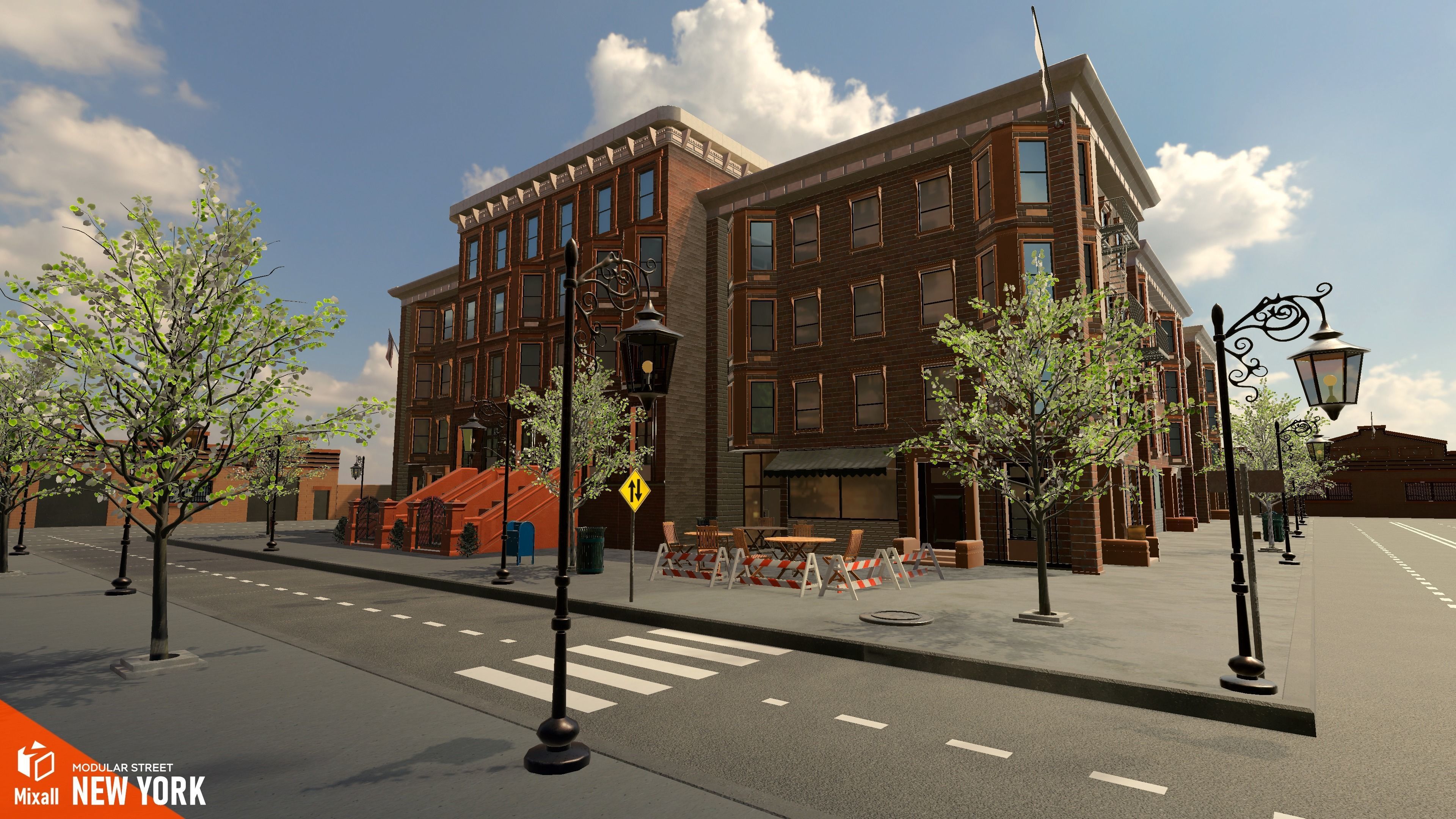 New York streets - Modular city Low-poly 3D model_12