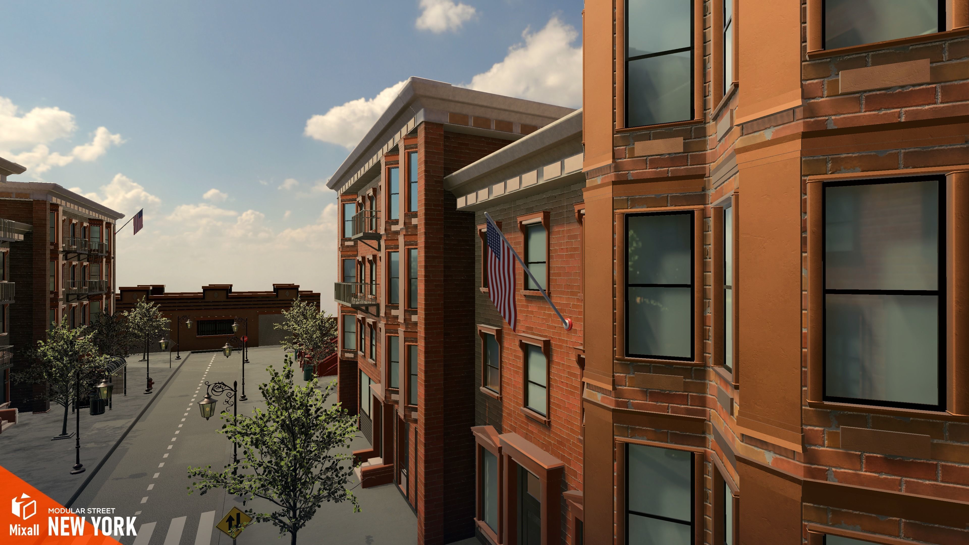 New York streets - Modular city Low-poly 3D model_20