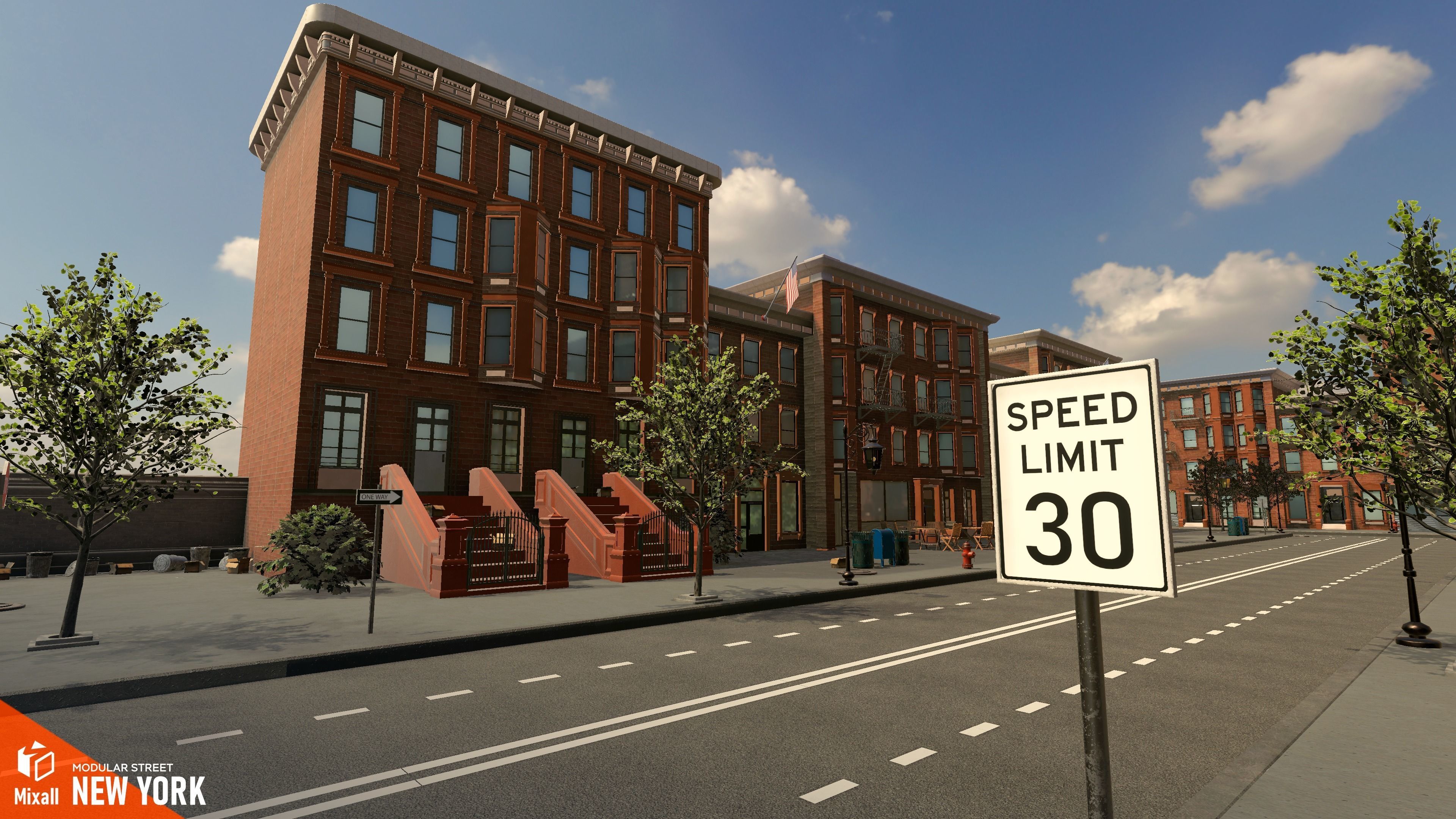 New York streets - Modular city Low-poly 3D model_17