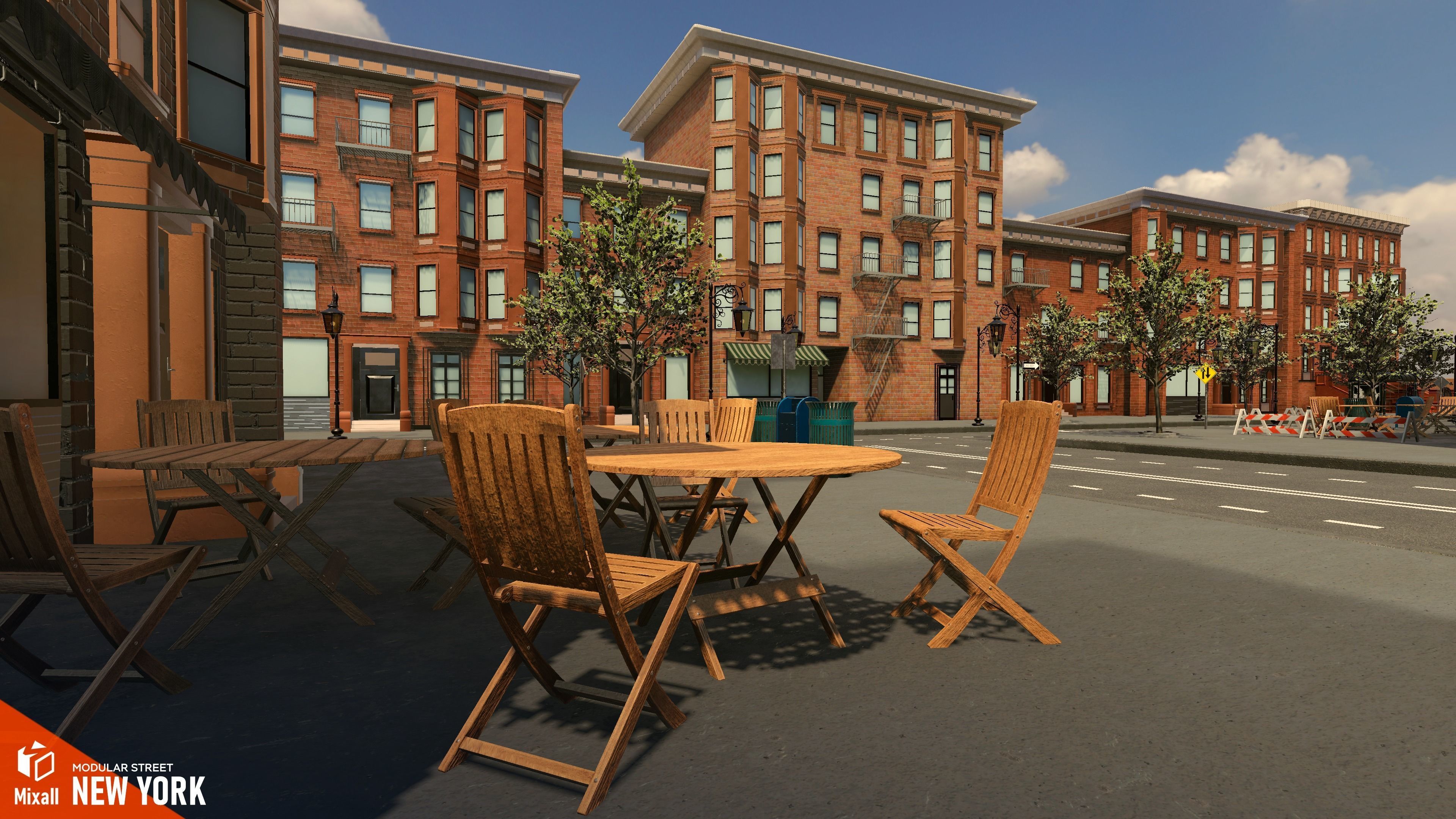 New York streets - Modular city Low-poly 3D model_11