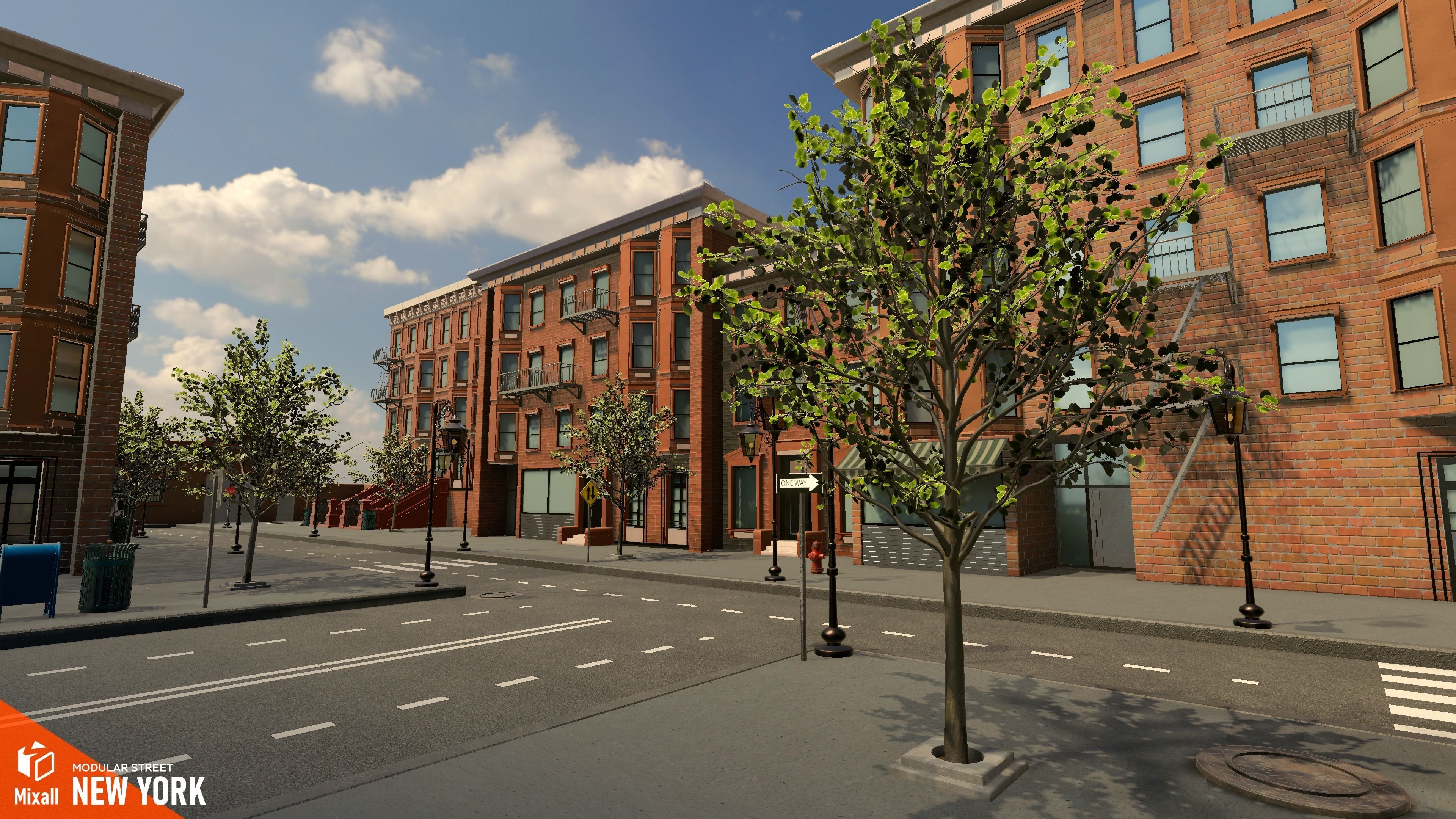 New York streets - Modular city Low-poly 3D model_4