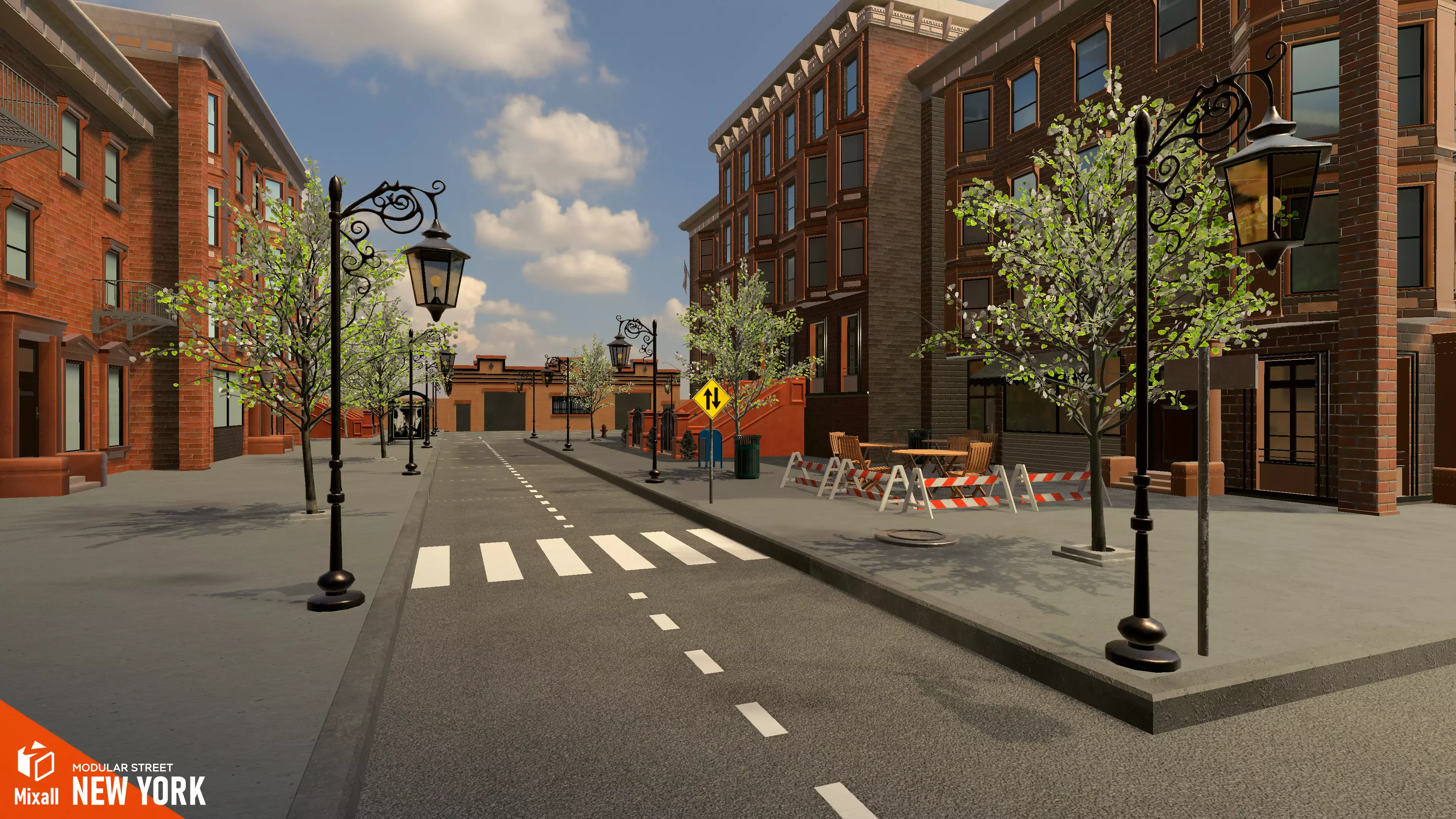 New York streets - Modular city Low-poly 3D model_0