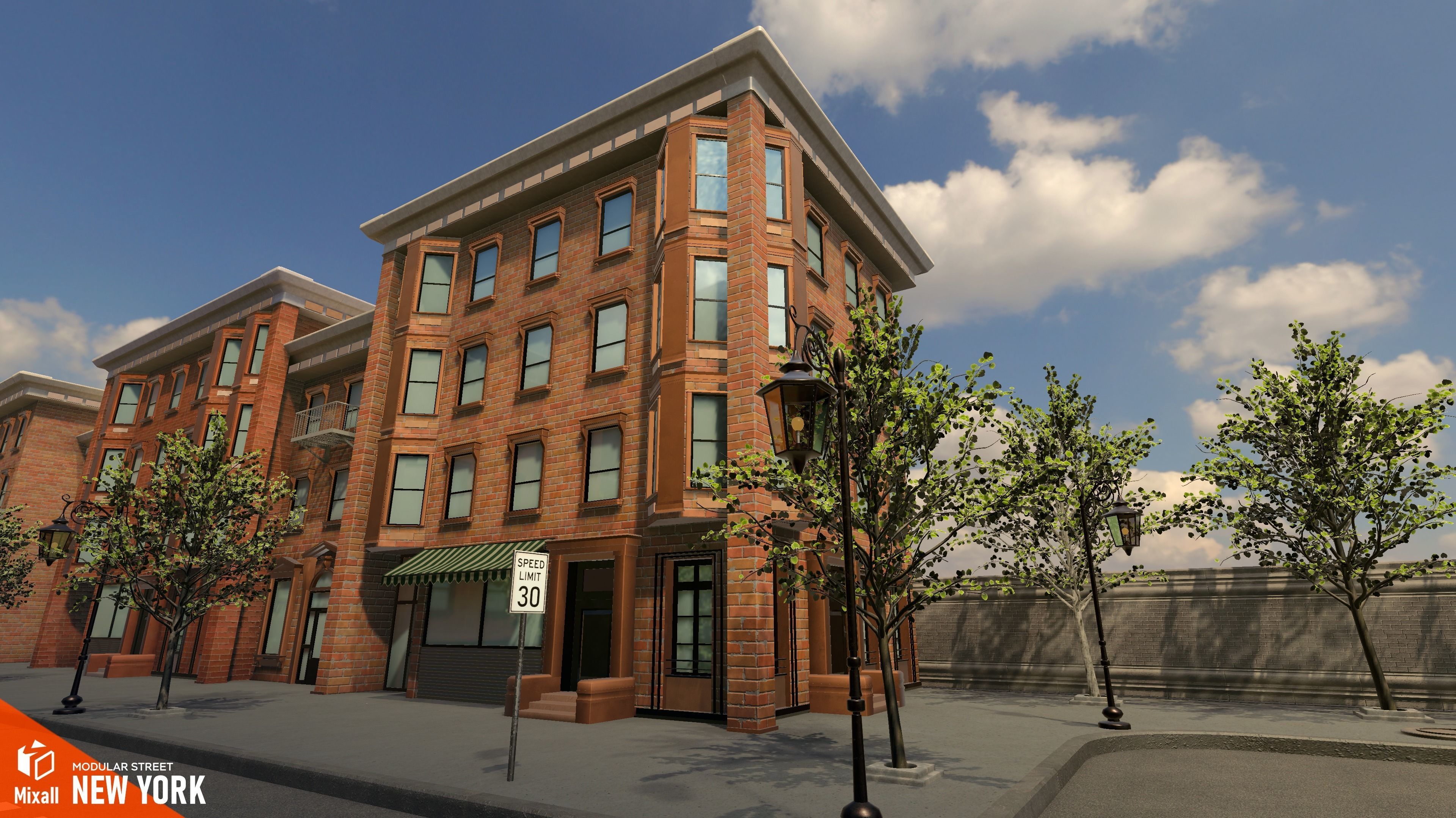 New York streets - Modular city Low-poly 3D model_9