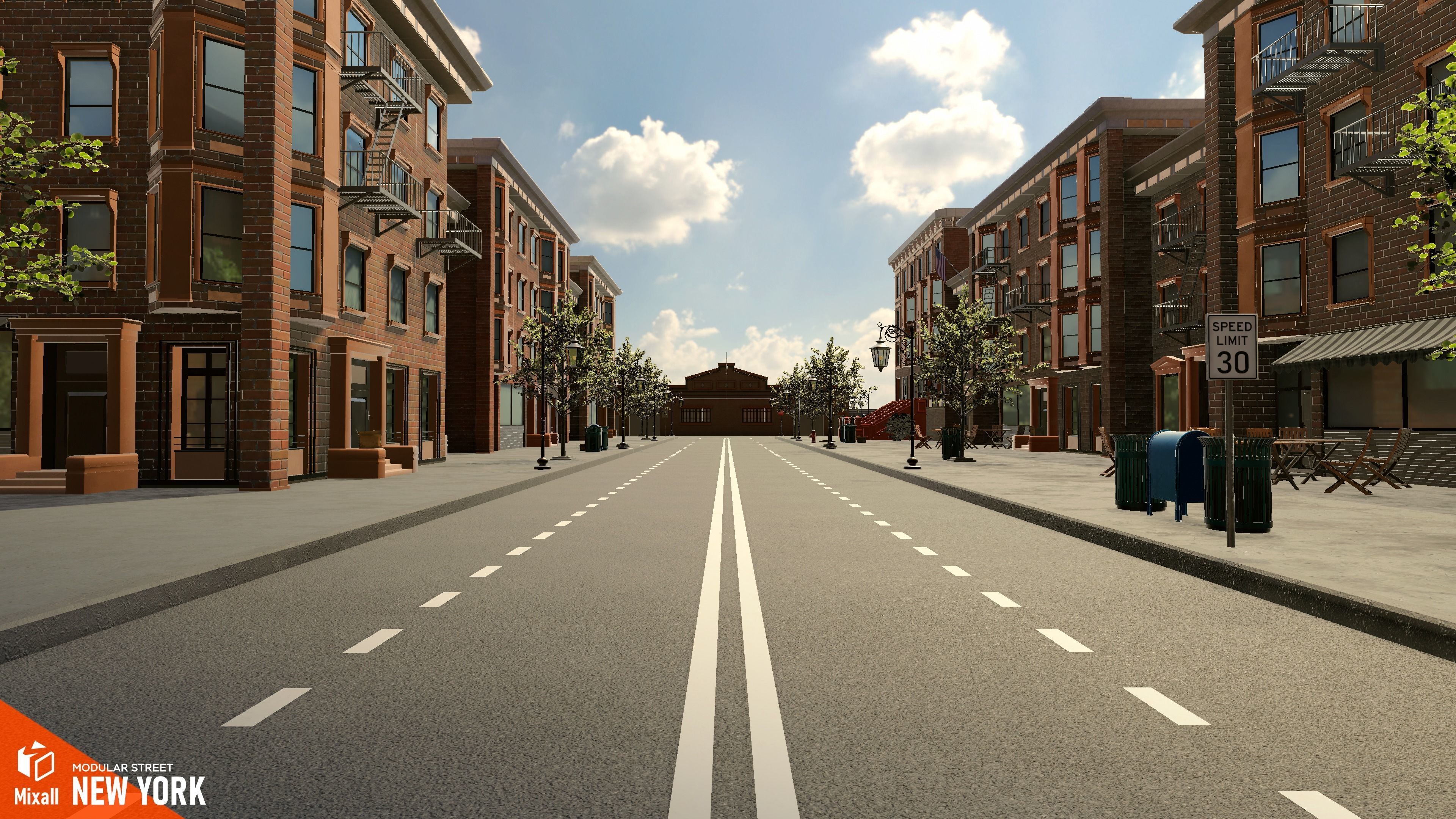 New York streets - Modular city Low-poly 3D model_21