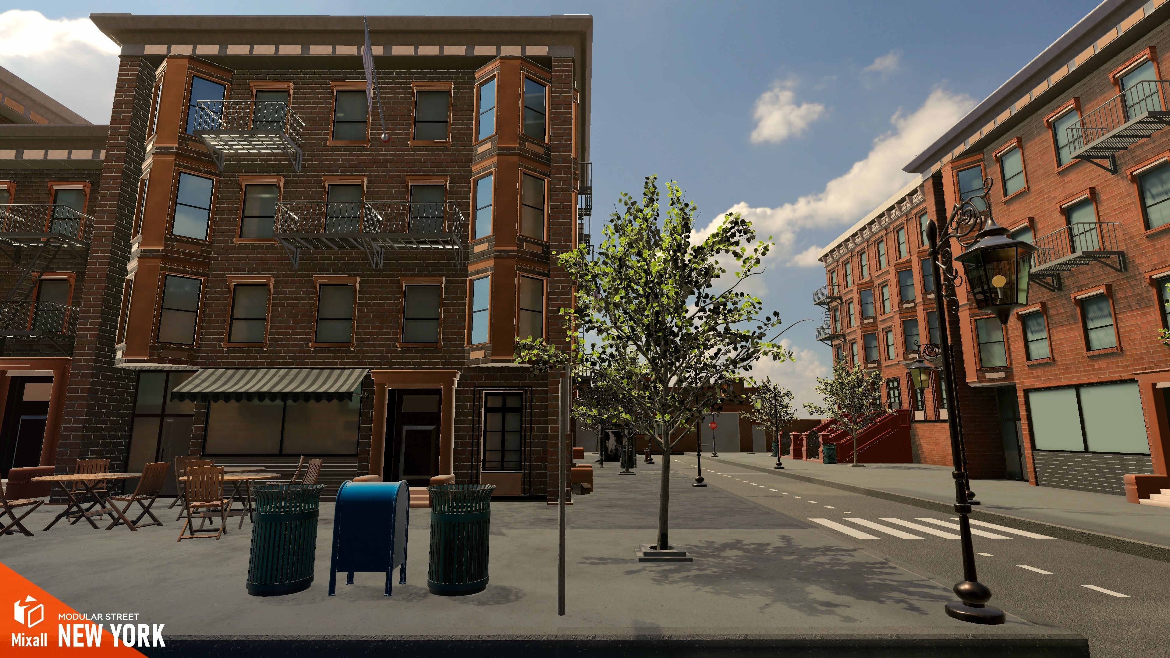 New York streets - Modular city Low-poly 3D model_3