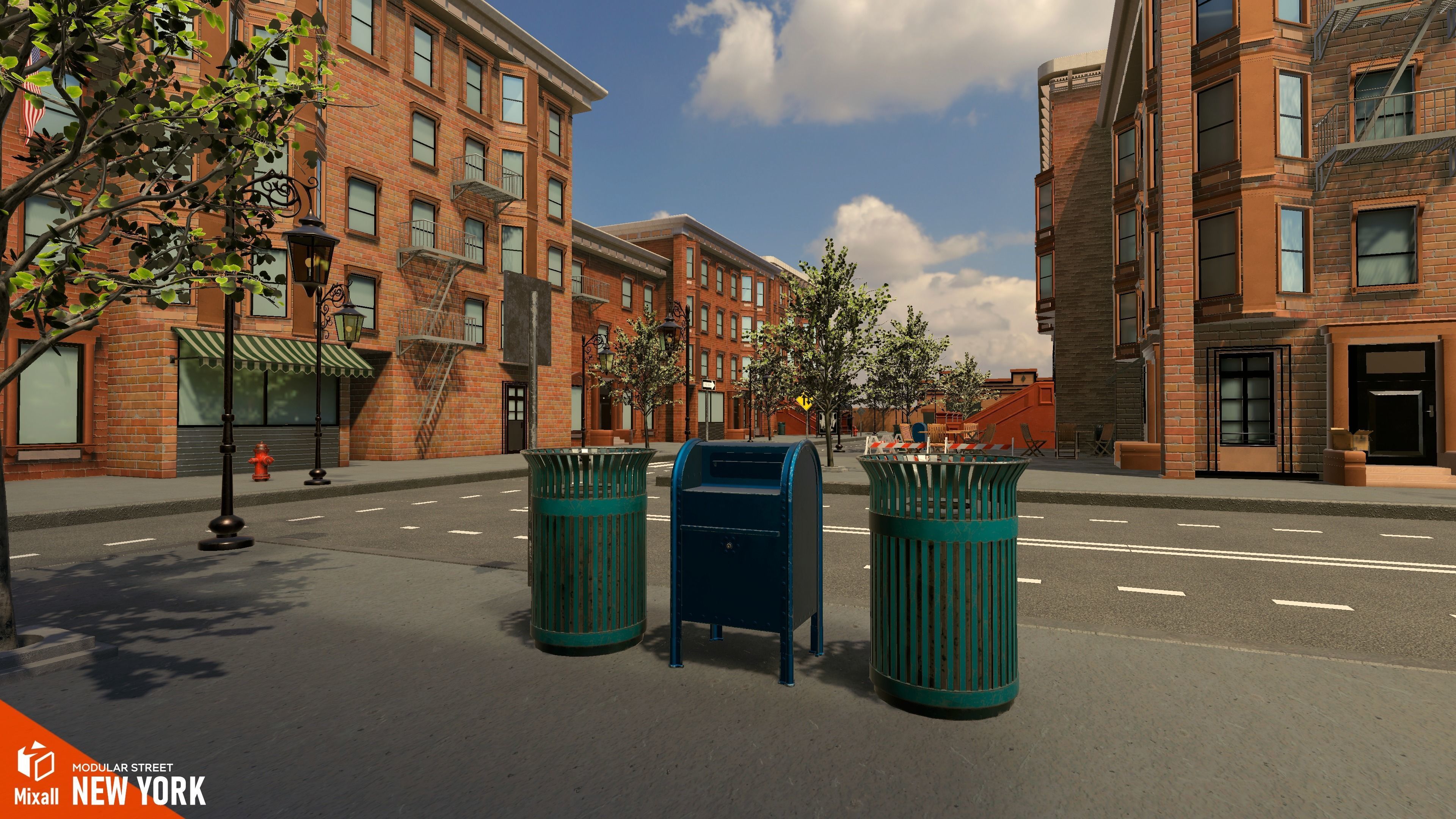 New York streets - Modular city Low-poly 3D model_8