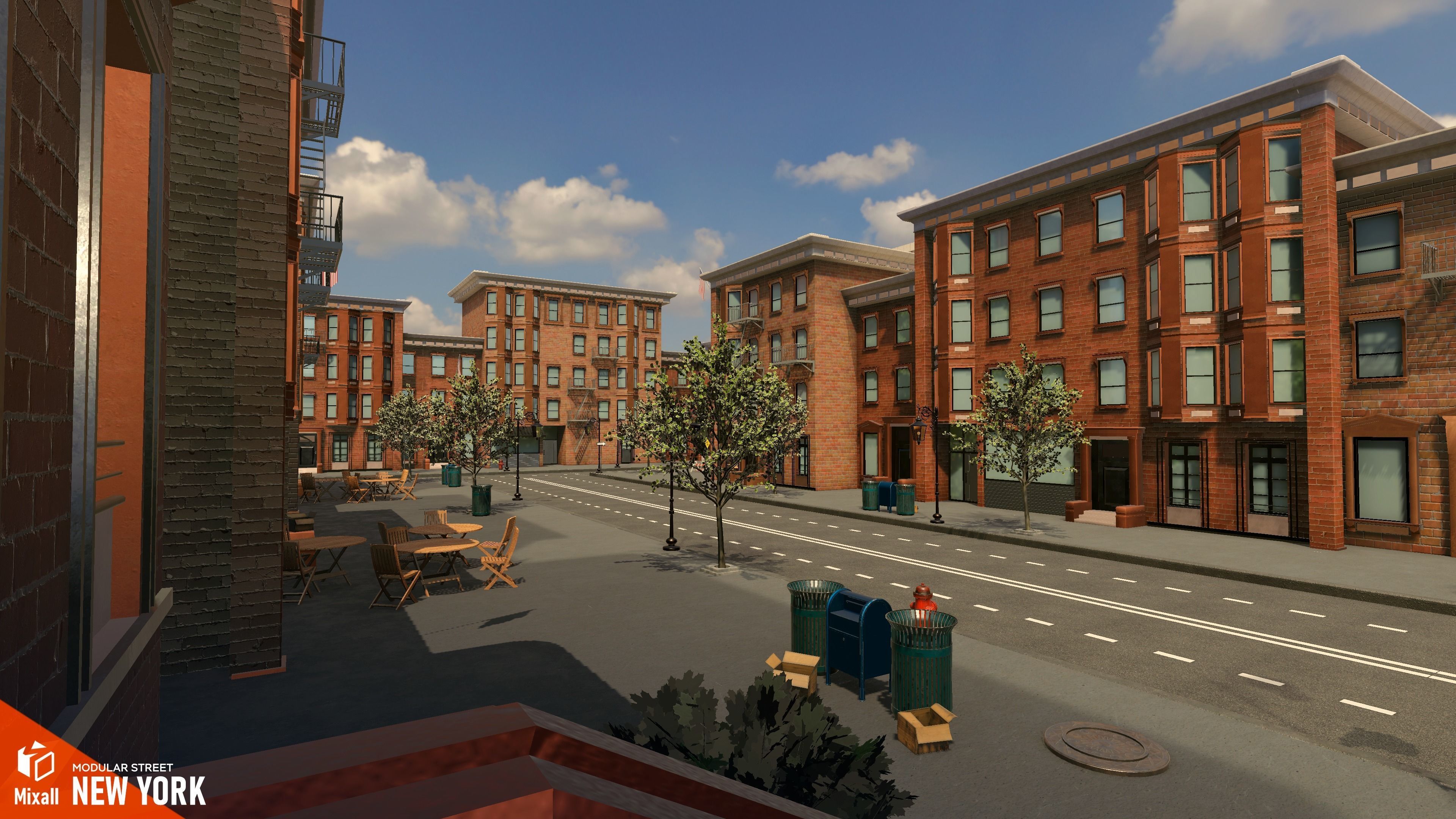 New York streets - Modular city Low-poly 3D model_18
