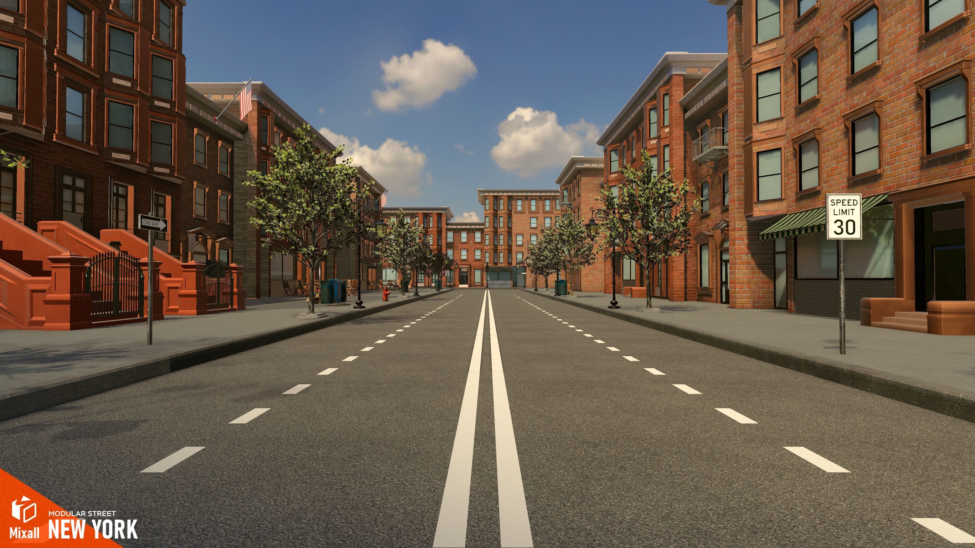 New York streets - Modular city Low-poly 3D model_2