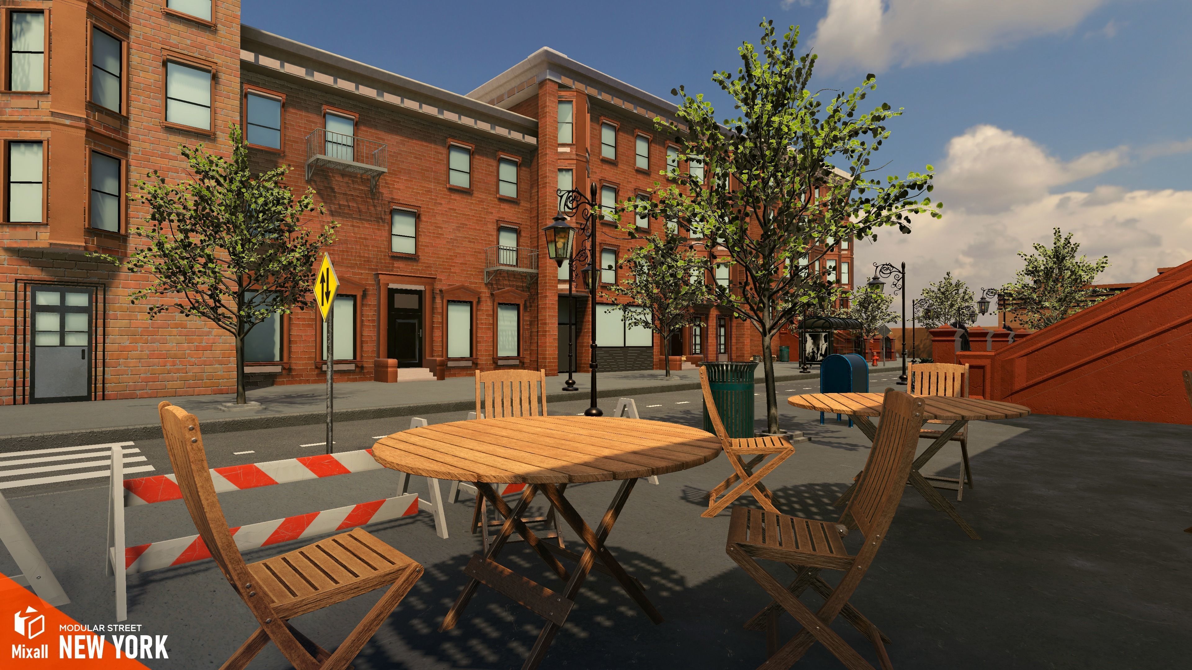 New York streets - Modular city Low-poly 3D model_10