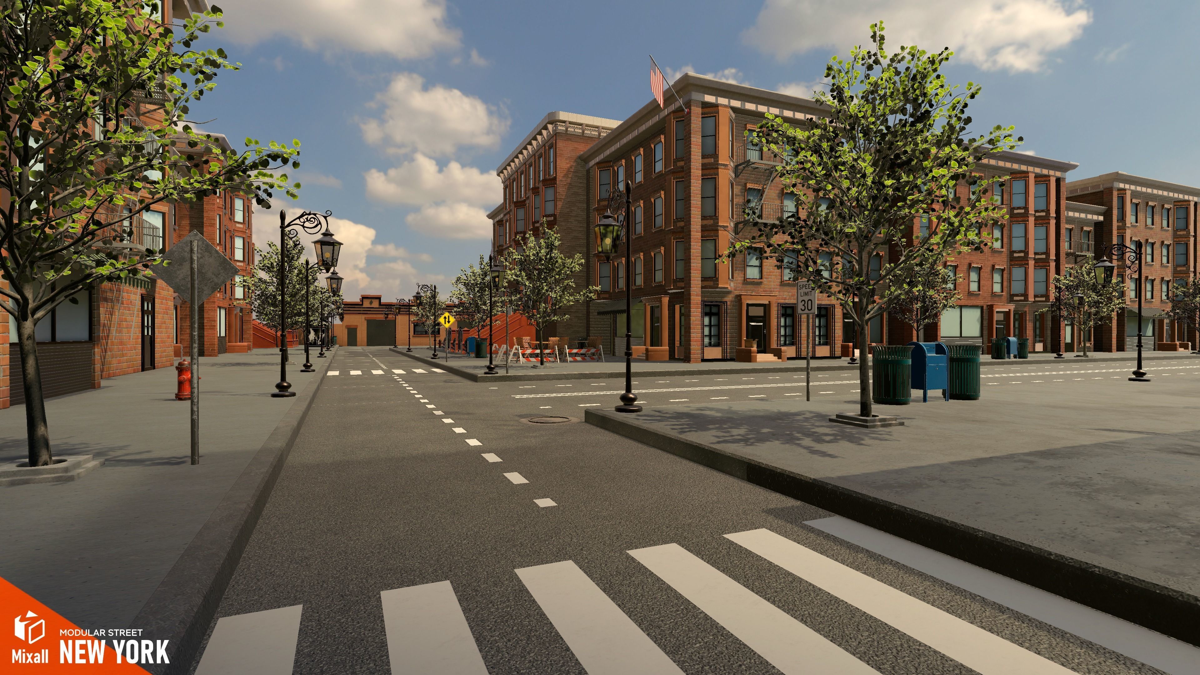 New York streets - Modular city Low-poly 3D model_14