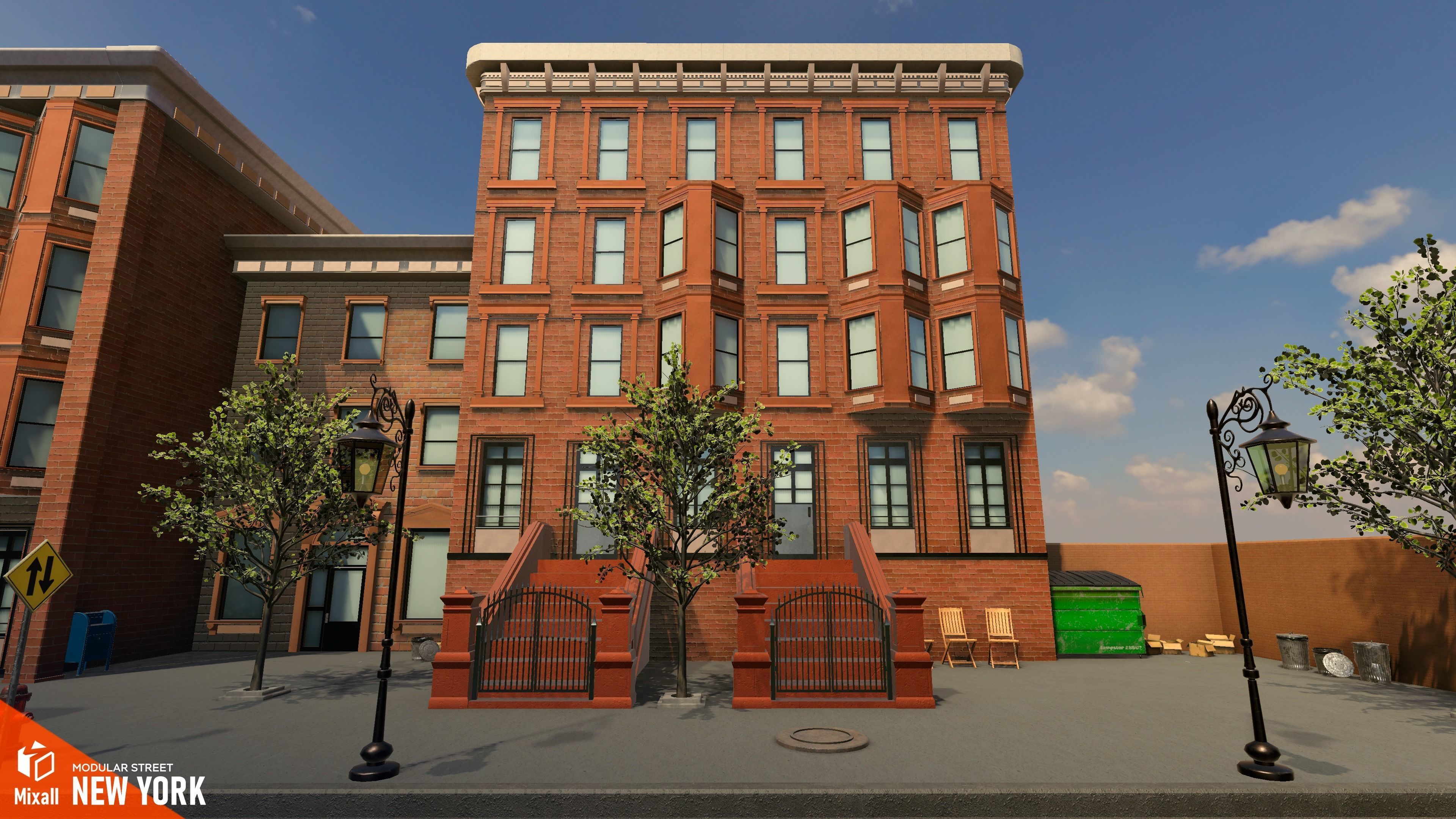 New York streets - Modular city Low-poly 3D model_7