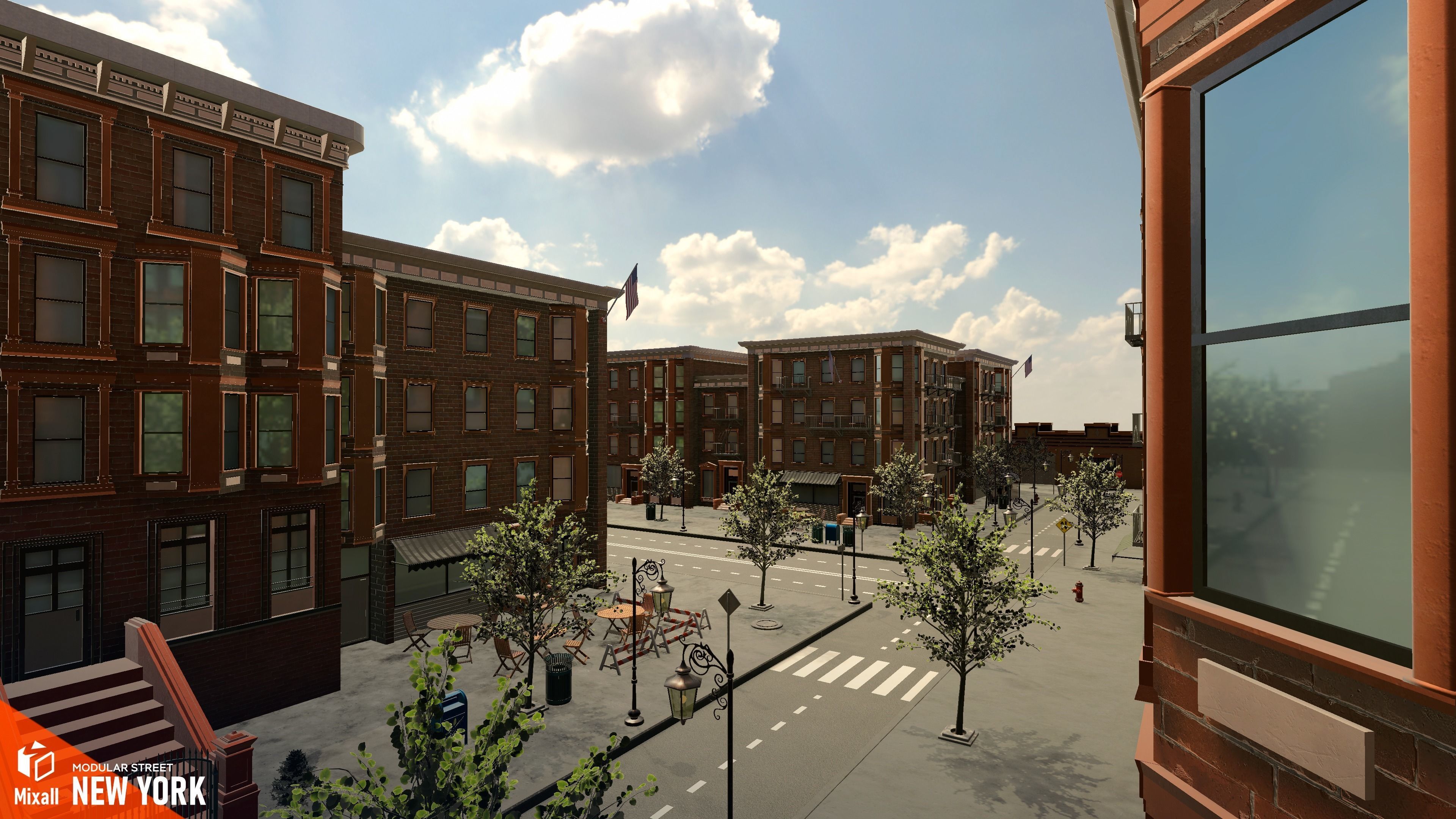 New York streets - Modular city Low-poly 3D model_5