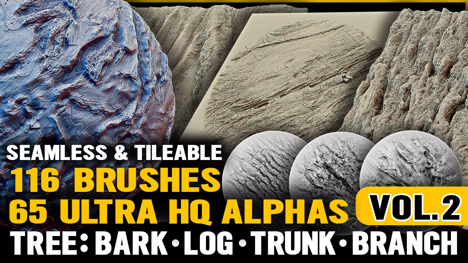 Ultra HQ Tree Bark Sculpt Zbrush brushes and Alphas Vol2 Texture_0