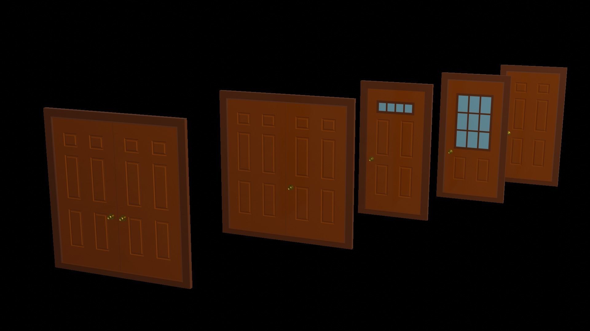 Doors Low-poly 3D model_1