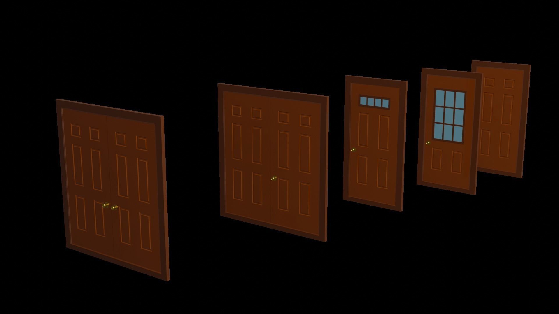 Doors Low-poly 3D model_7