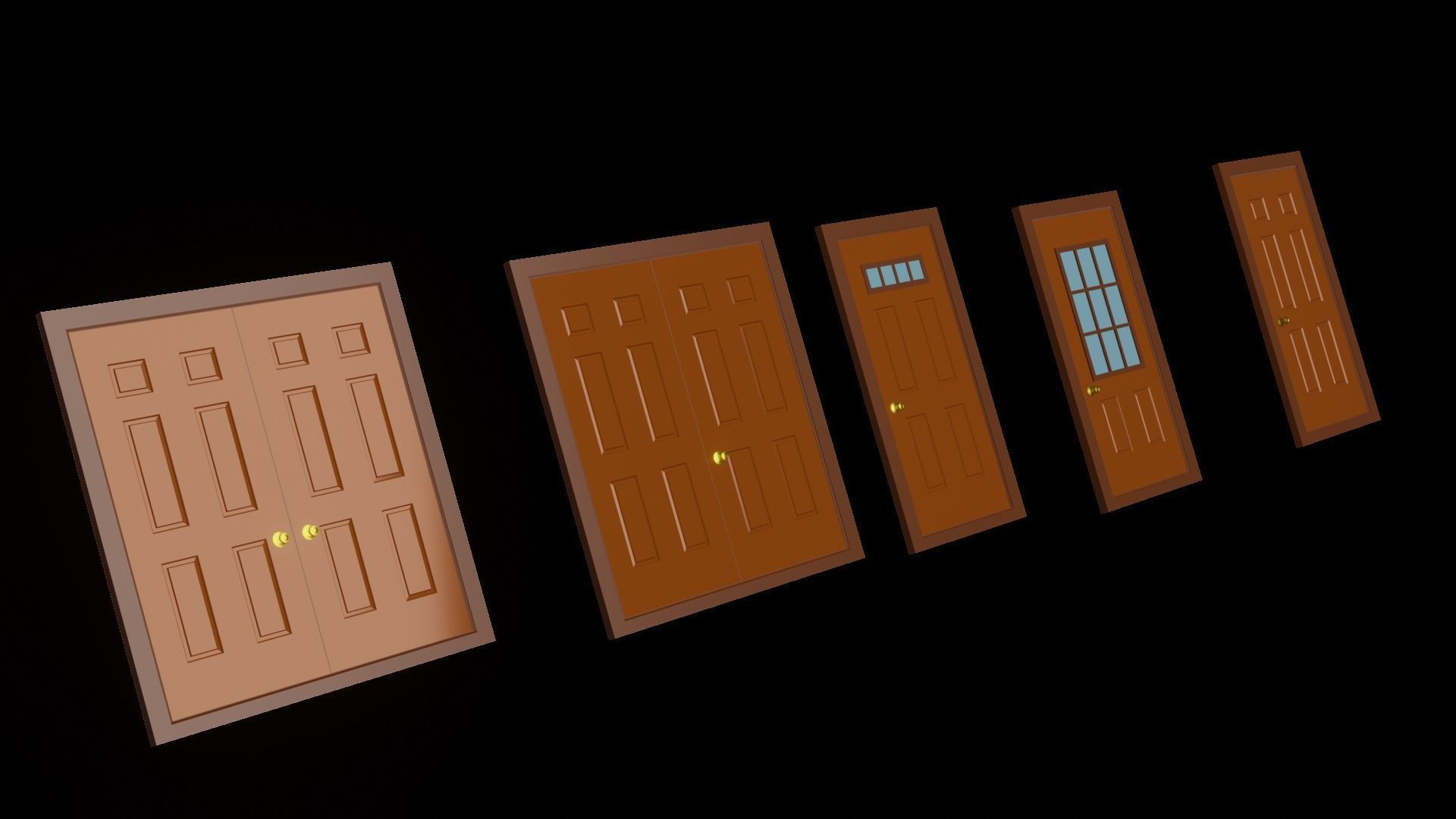 Doors Low-poly 3D model_9