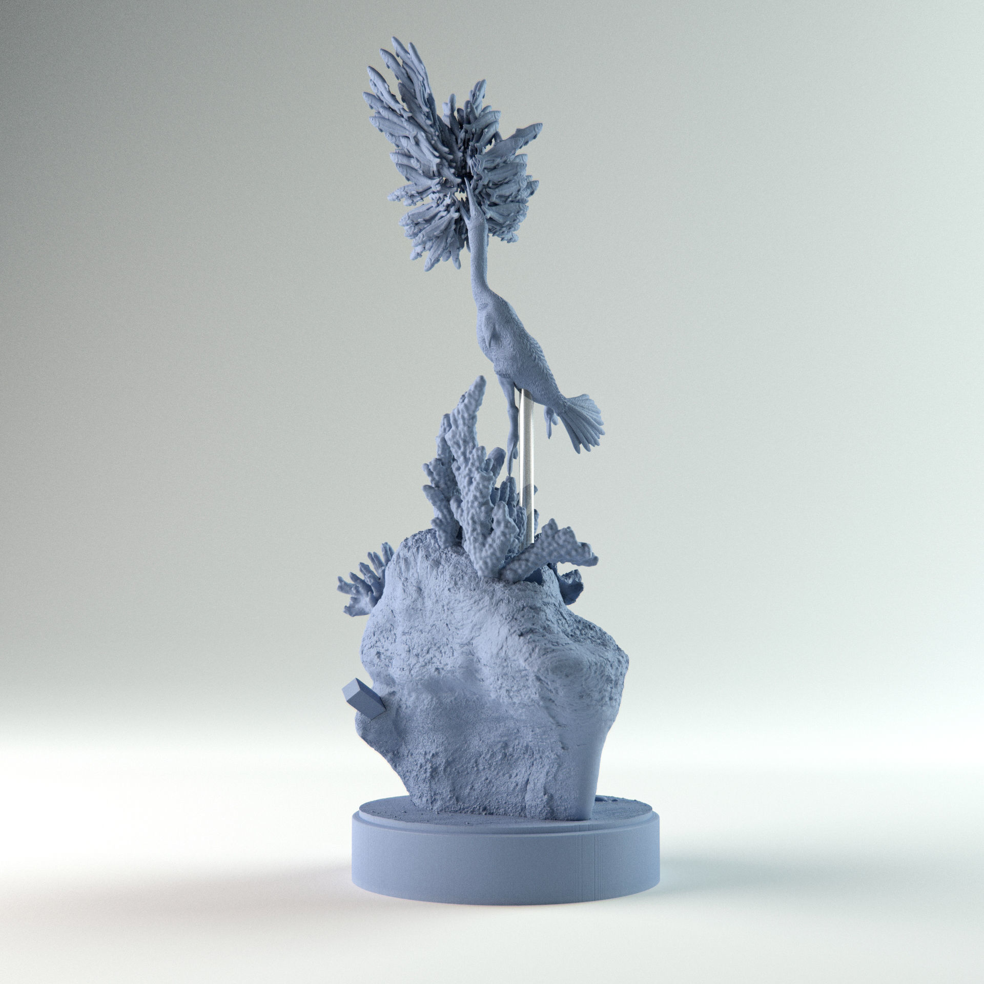 Hesperornis hunting 1-35 scale pre-supported prehistoric bird 3D print model_8