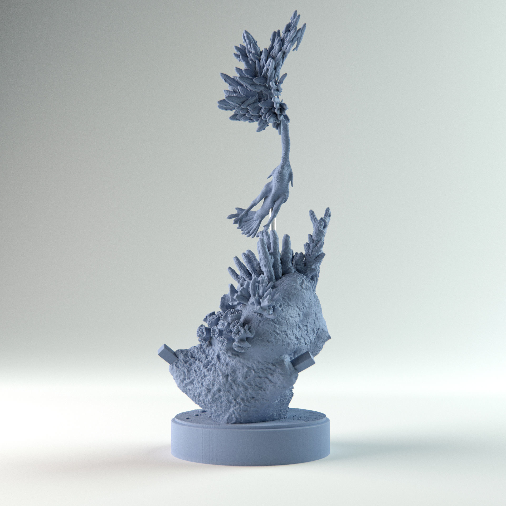 Hesperornis hunting 1-35 scale pre-supported prehistoric bird 3D print model_4