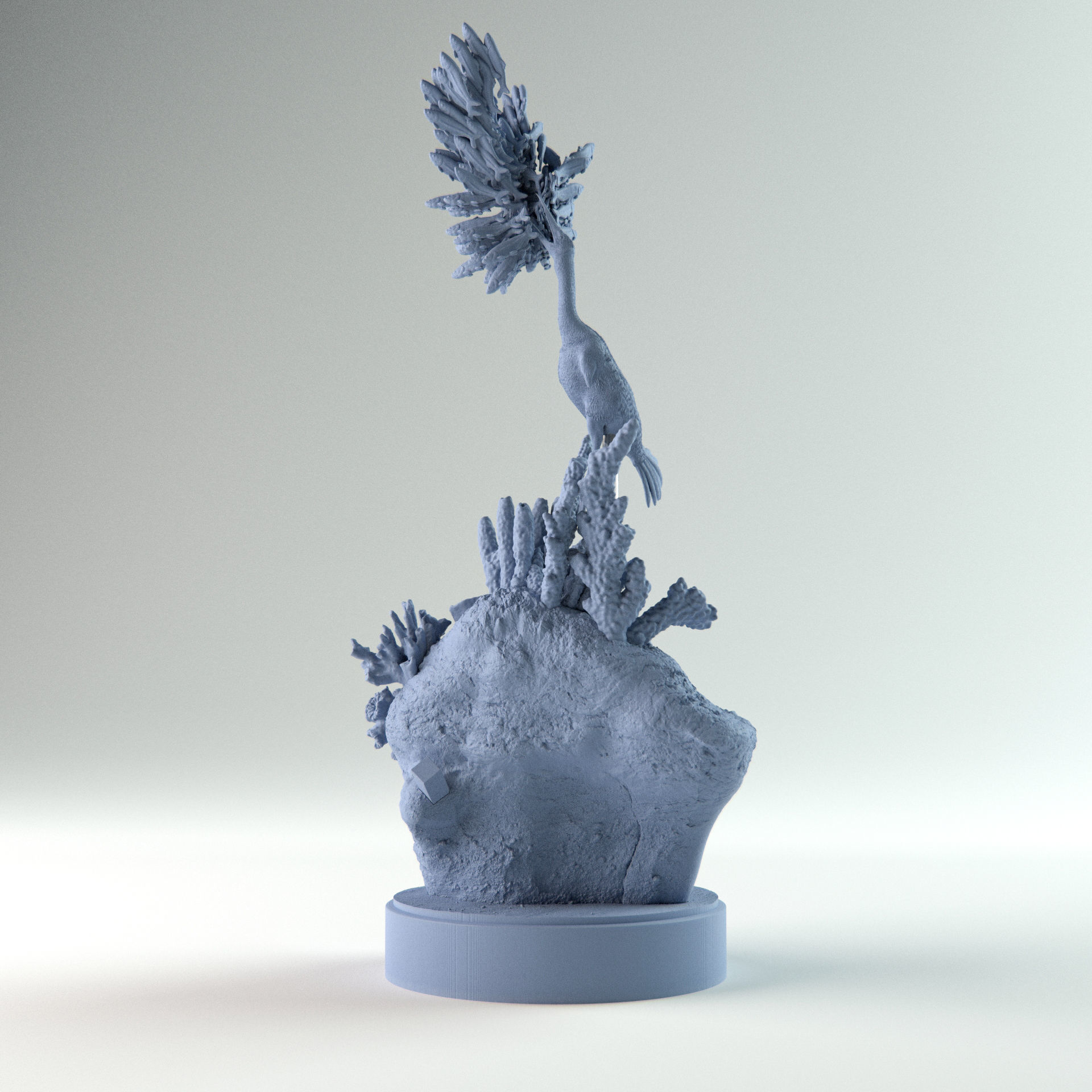 Hesperornis hunting 1-35 scale pre-supported prehistoric bird 3D print model_7