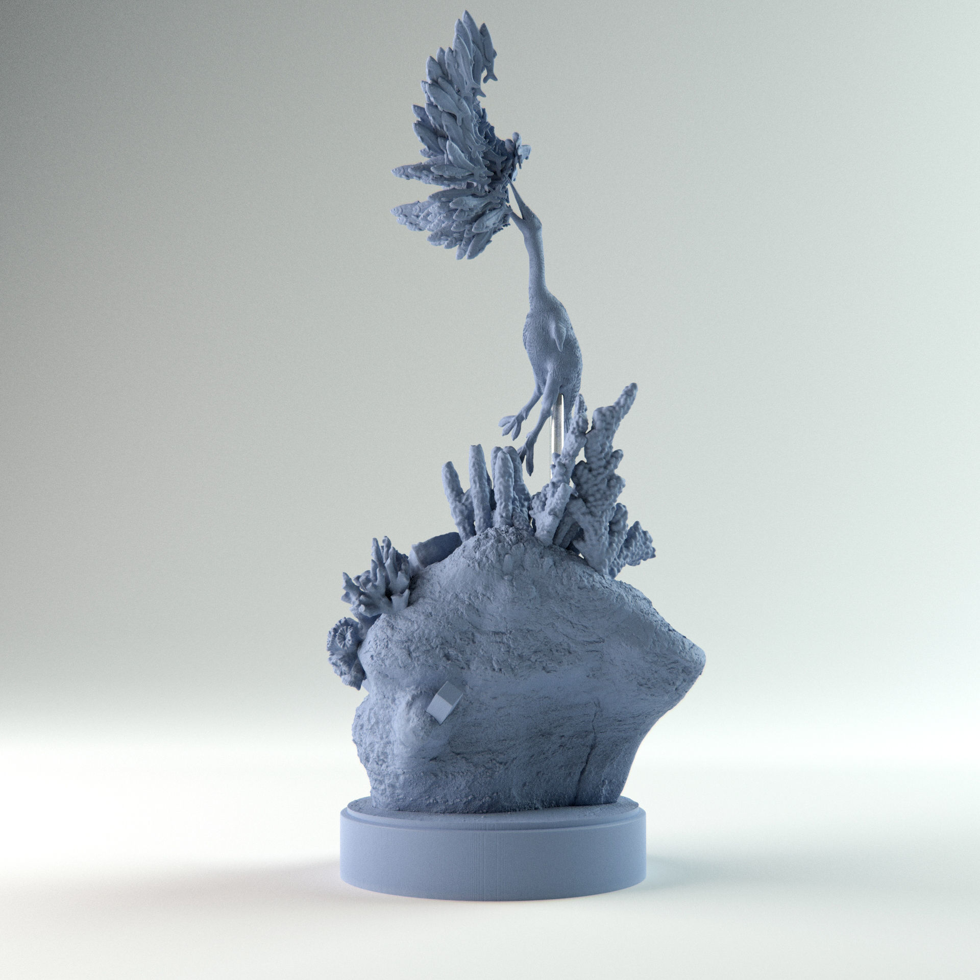 Hesperornis hunting 1-35 scale pre-supported prehistoric bird 3D print model_6