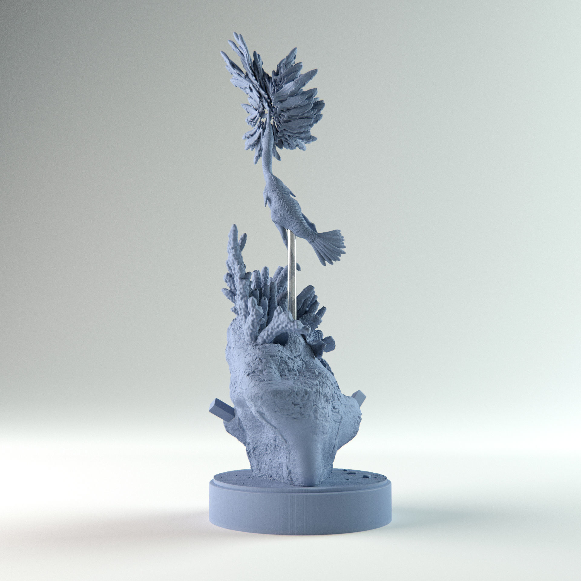 Hesperornis hunting 1-35 scale pre-supported prehistoric bird 3D print model_9