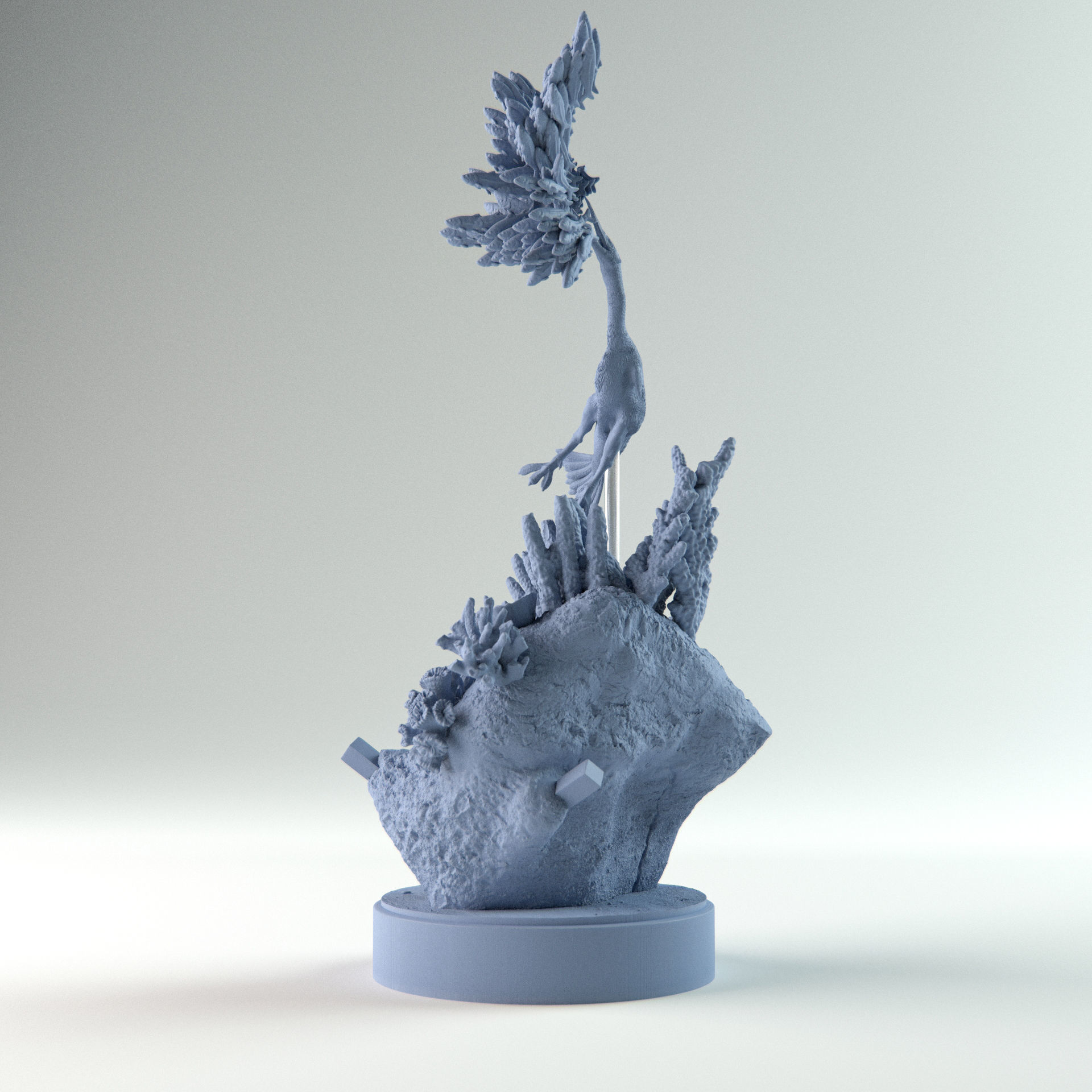 Hesperornis hunting 1-35 scale pre-supported prehistoric bird 3D print model_5