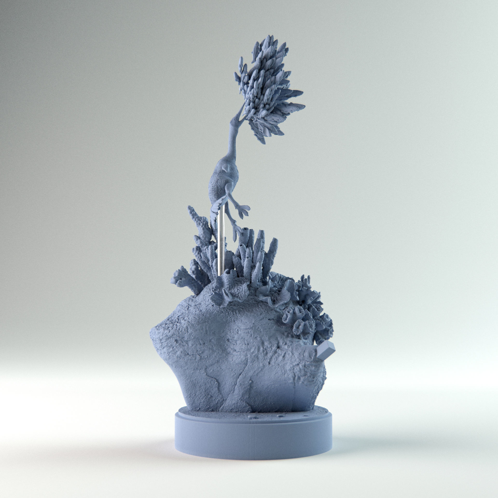 Hesperornis hunting 1-35 scale pre-supported prehistoric bird 3D print model_3