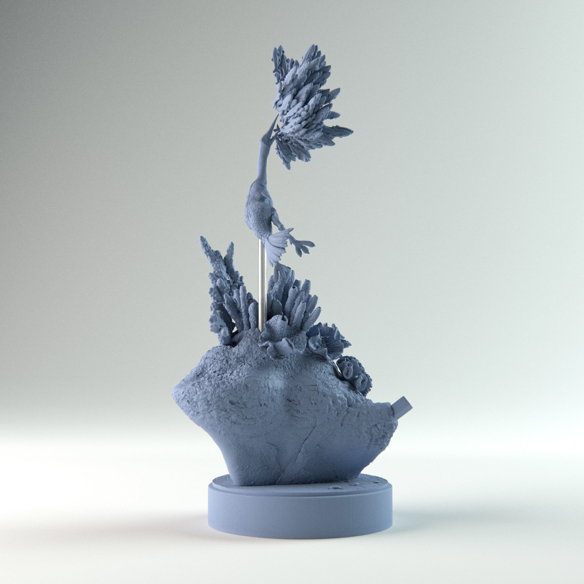 Hesperornis hunting 1-35 scale pre-supported prehistoric bird 3D print model_2