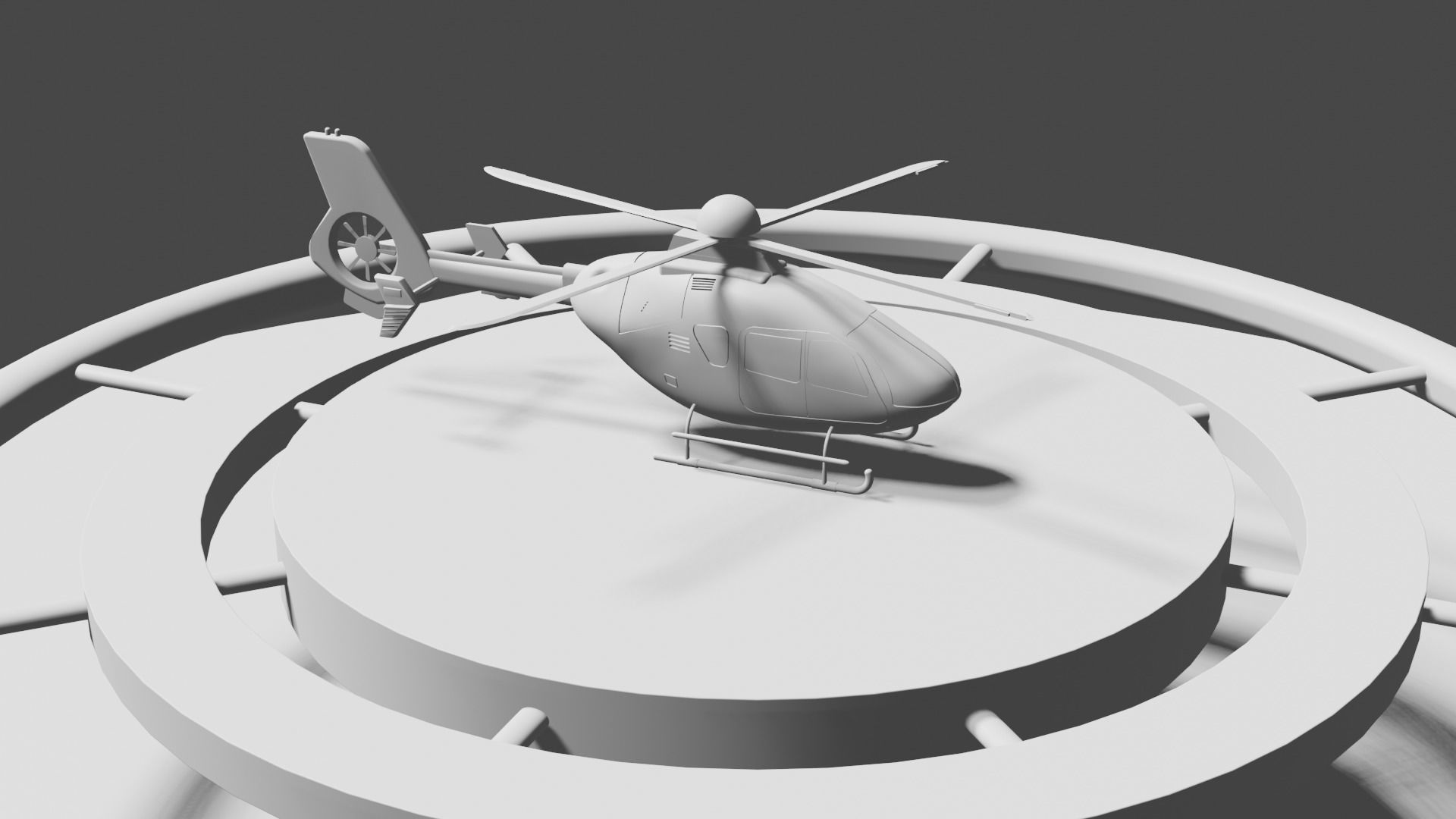Helicopter with helipad  Low-poly 3D model_6
