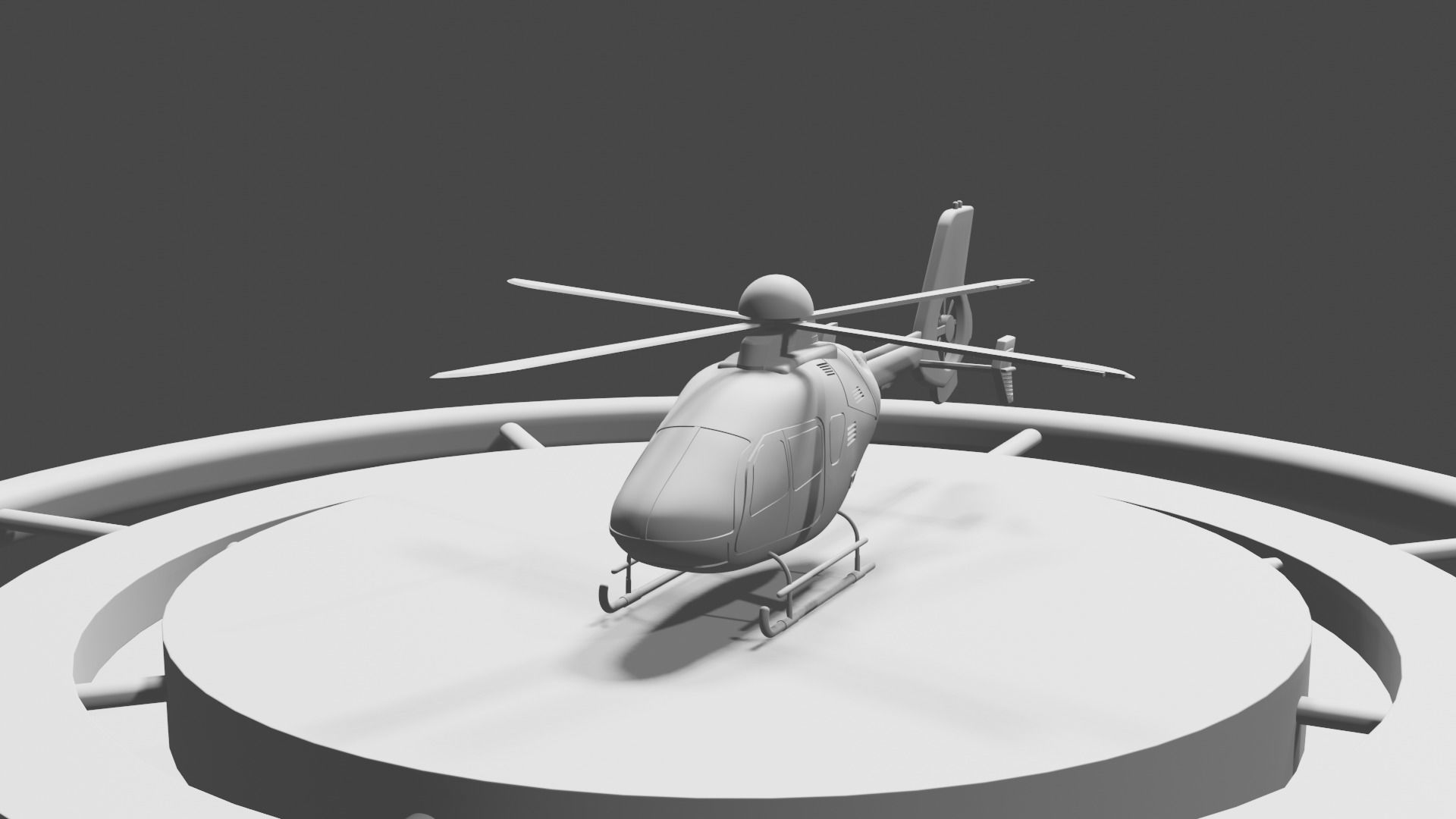 Helicopter with helipad  Low-poly 3D model_4