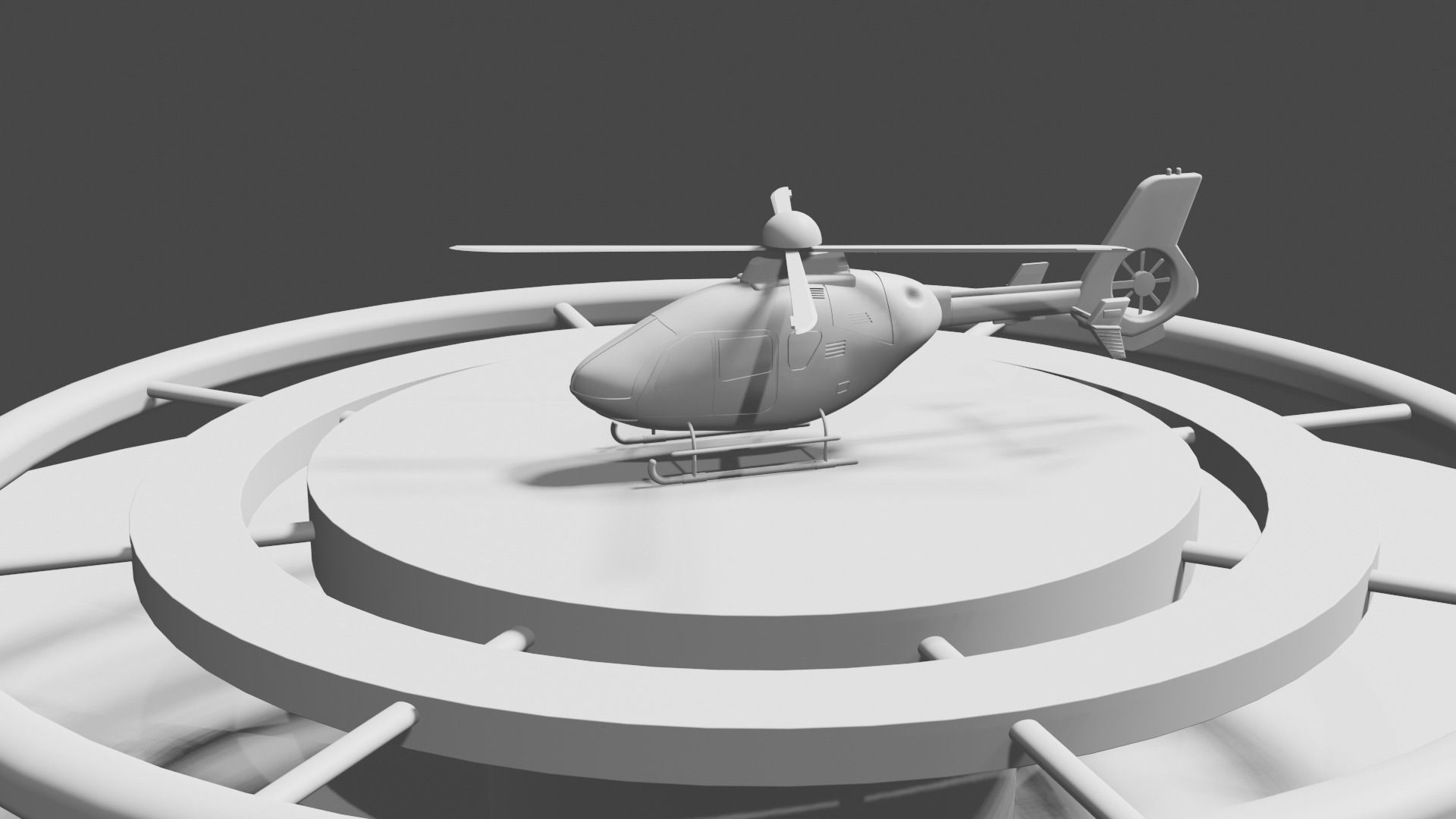 Helicopter with helipad  Low-poly 3D model_5