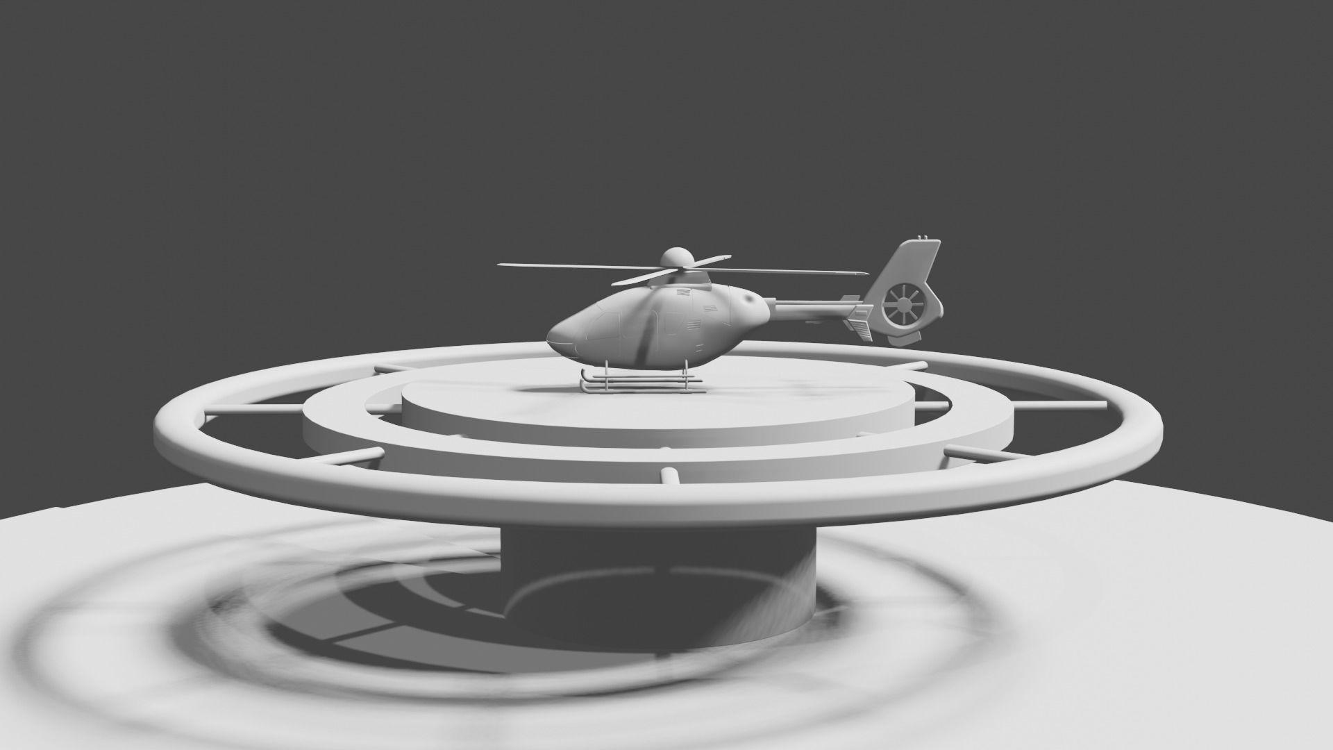 Helicopter with helipad  Low-poly 3D model_1