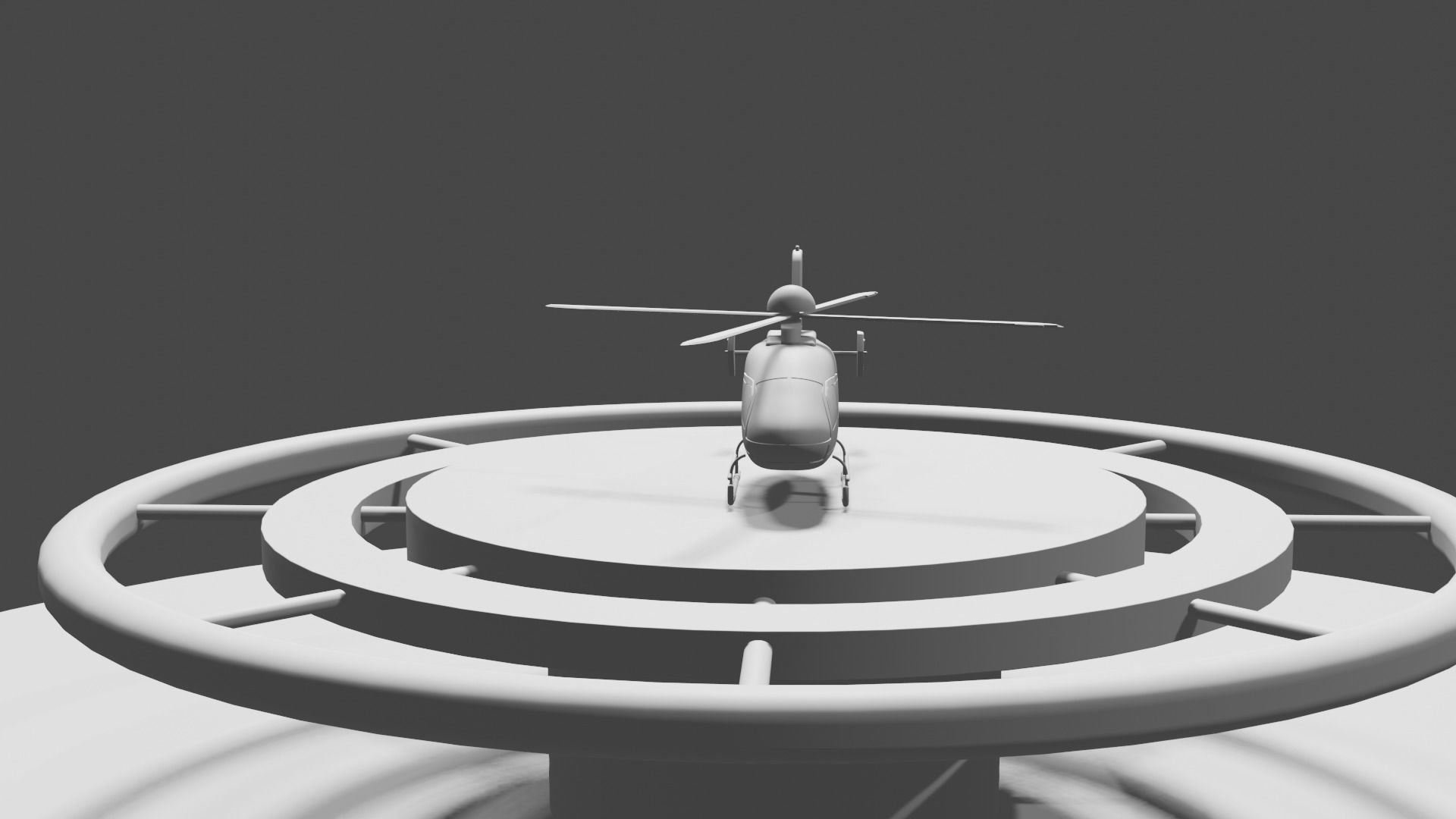 Helicopter with helipad  Low-poly 3D model_11