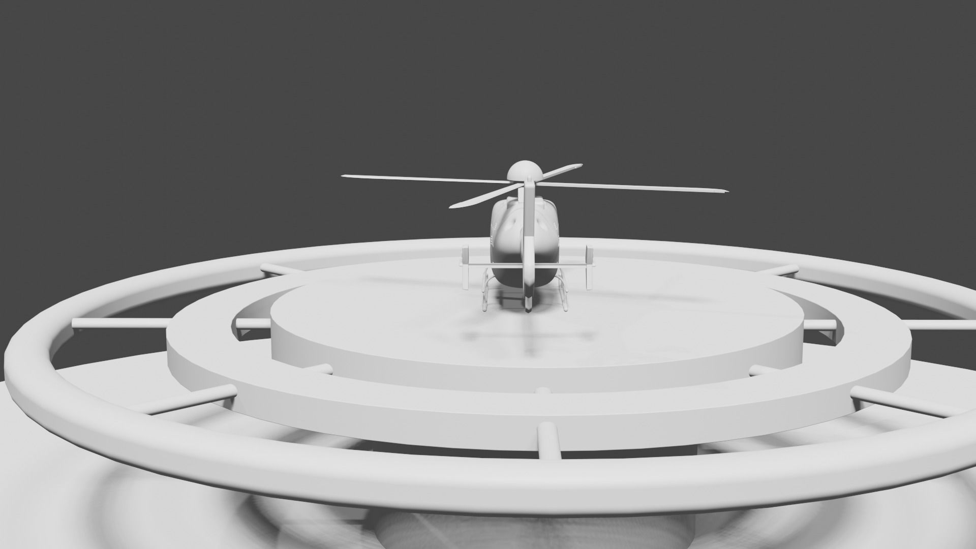 Helicopter with helipad  Low-poly 3D model_7