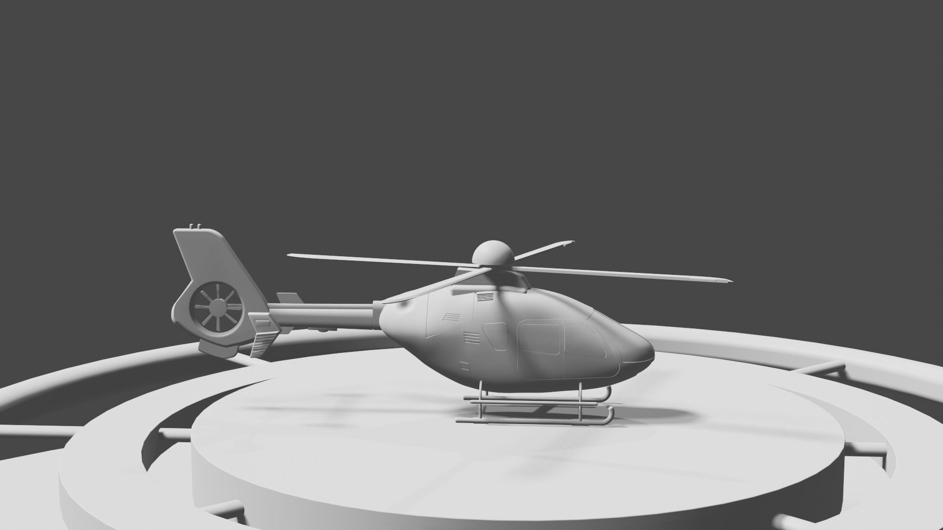 Helicopter with helipad  Low-poly 3D model_8