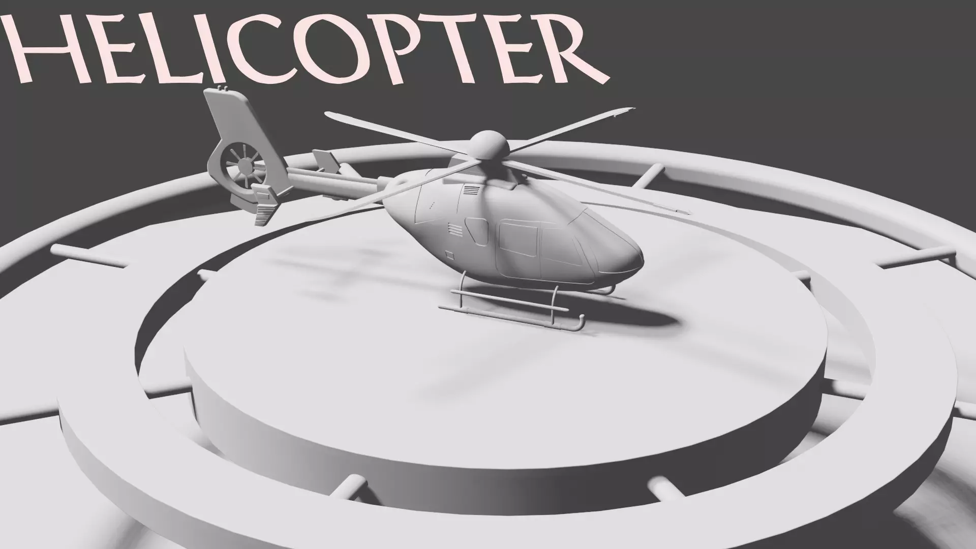 Helicopter with helipad  Low-poly 3D model_0
