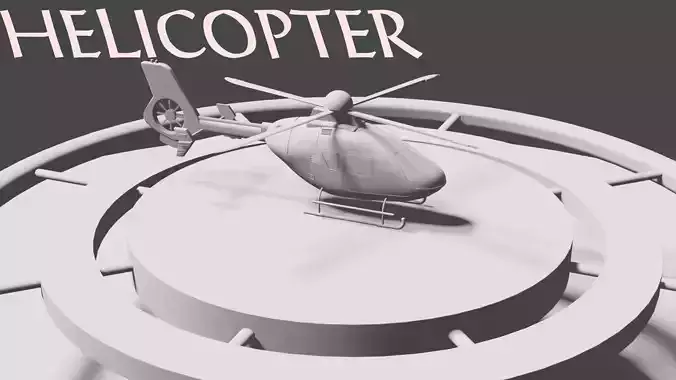 Helicopter with helipad  Low-poly 3D model
