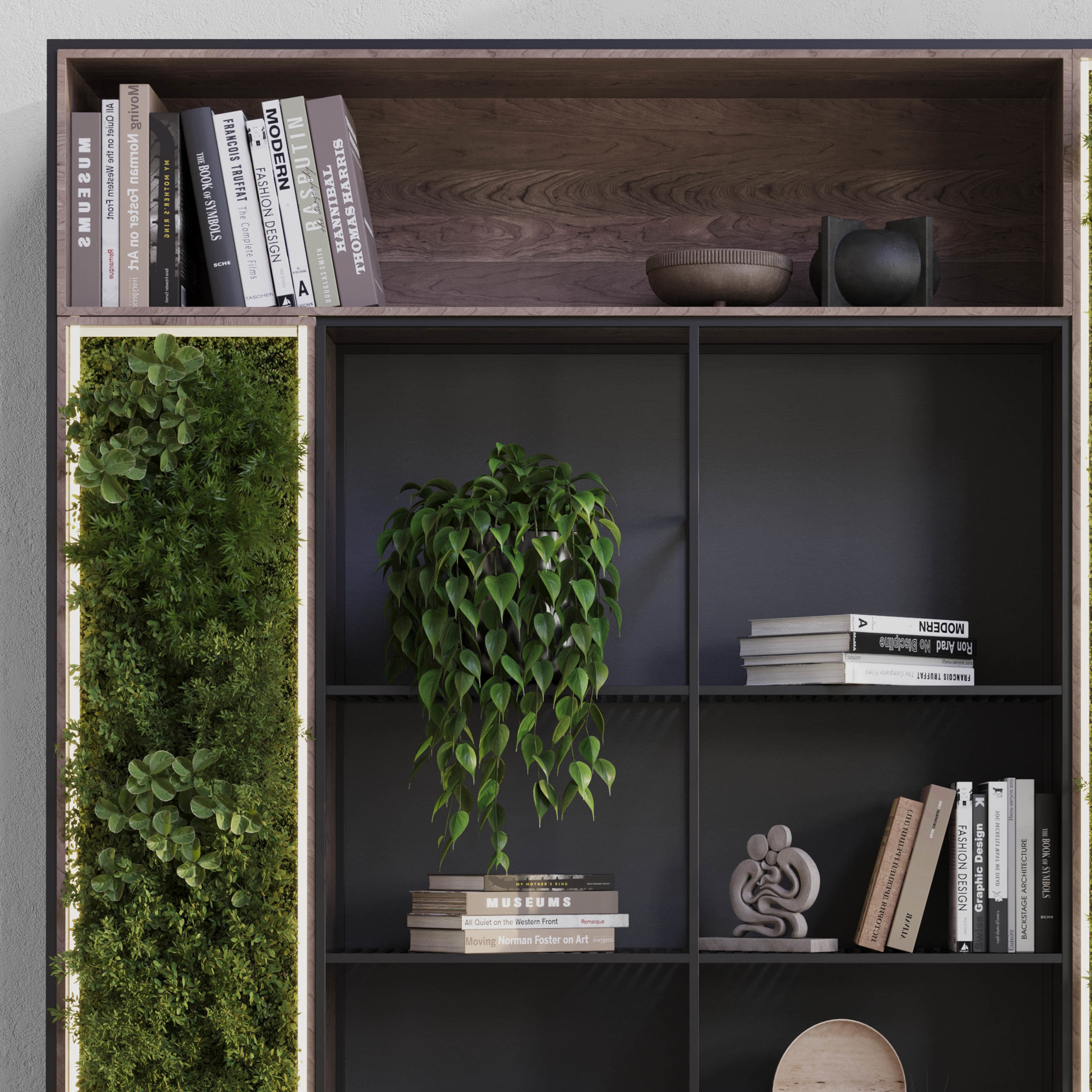 Metal Shelves Decorative With Plants and Book Low-poly 3D model_4