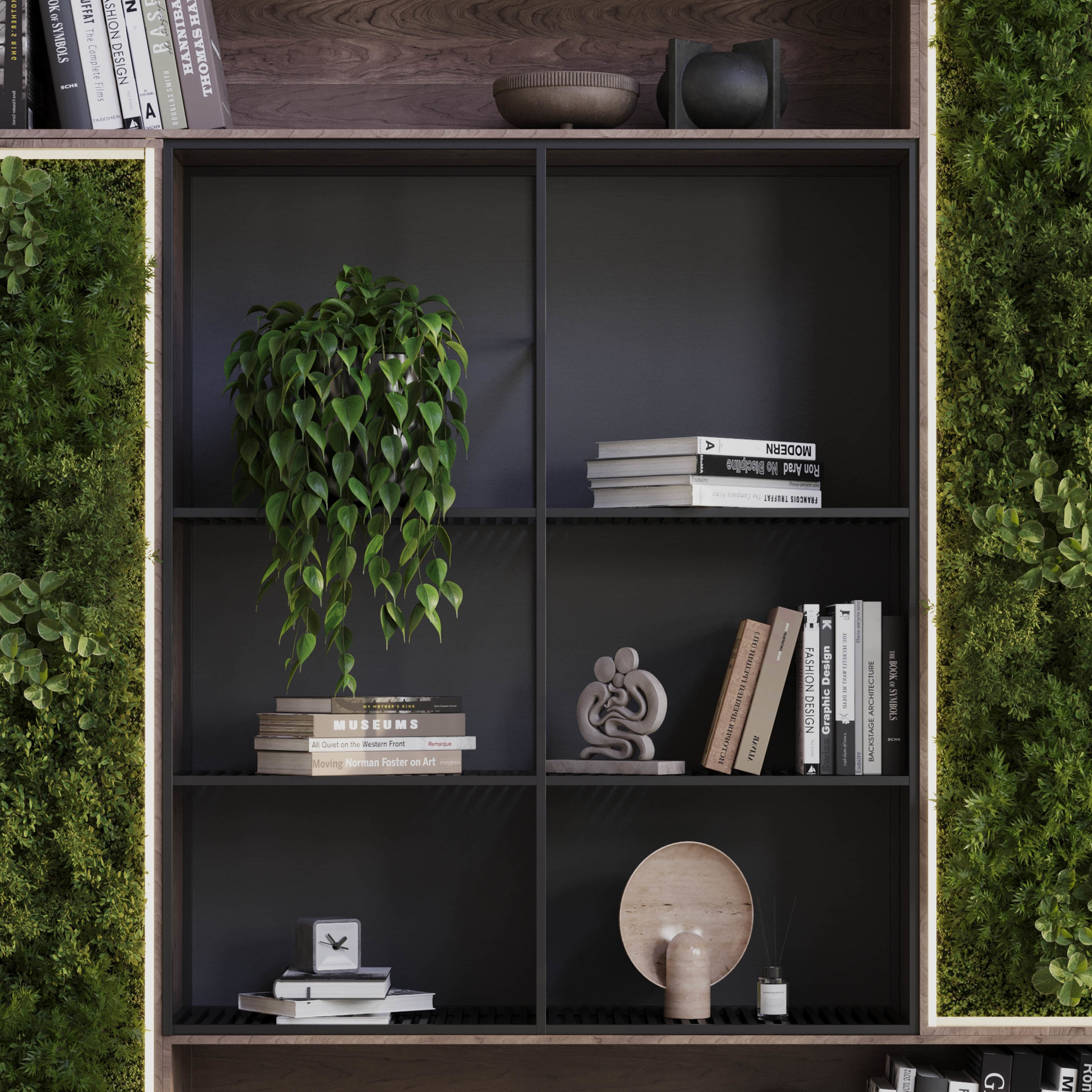 Metal Shelves Decorative With Plants and Book Low-poly 3D model_5