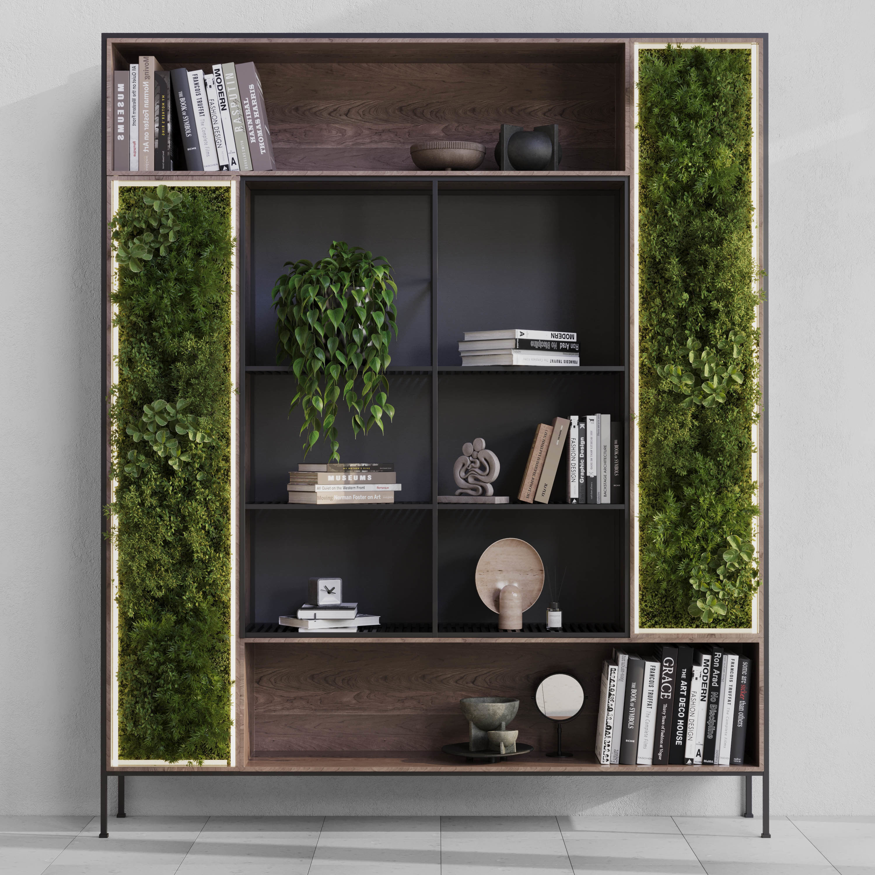 Metal Shelves Decorative With Plants and Book Low-poly 3D model_1