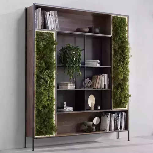 Metal Shelves Decorative With Plants and Book  Low-poly 3D model