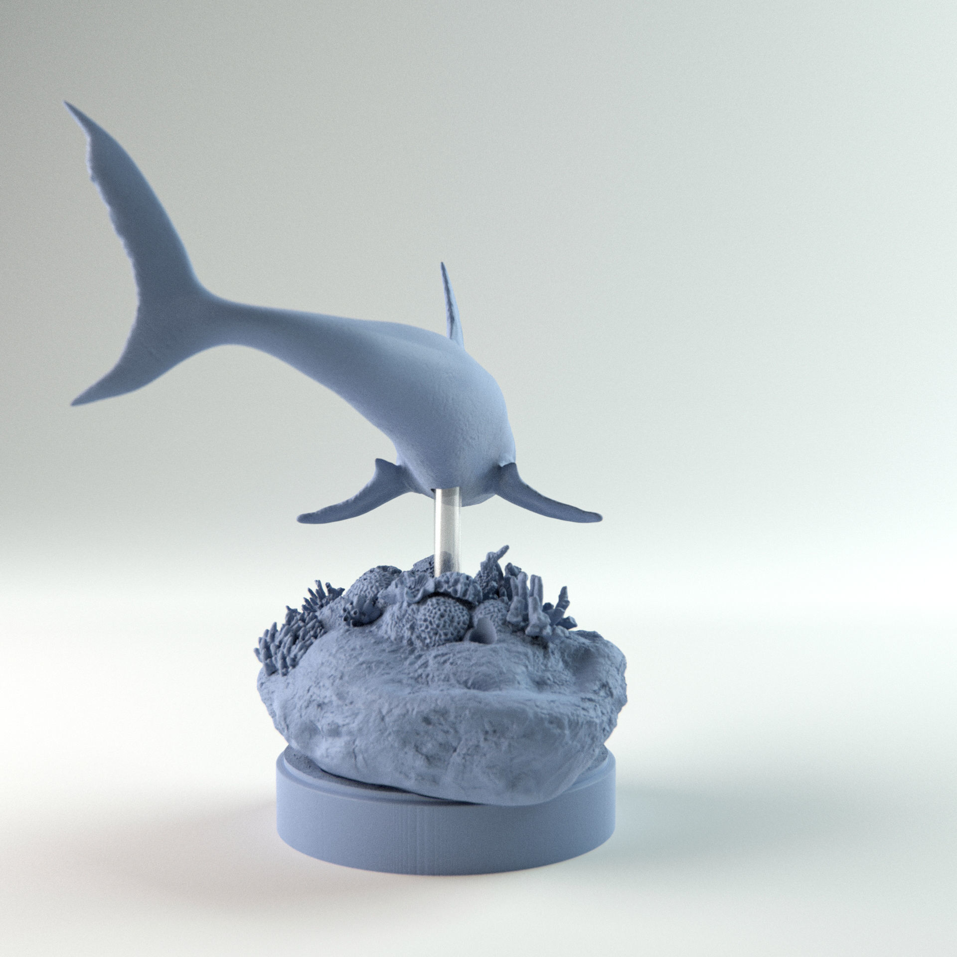 Helicoprion swimming 1-35 scale pre-supported 3D print model_5