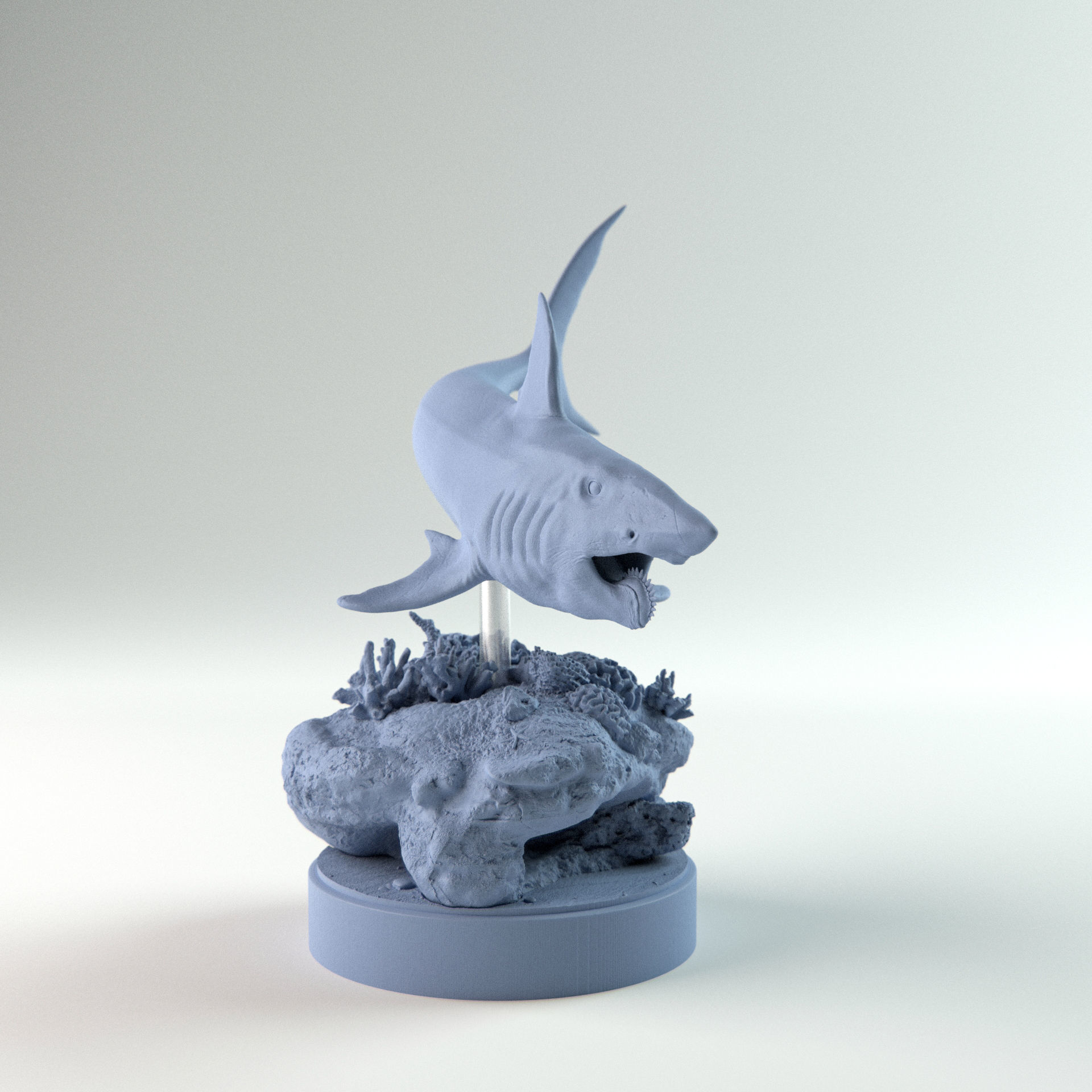 Helicoprion swimming 1-35 scale pre-supported 3D print model_1