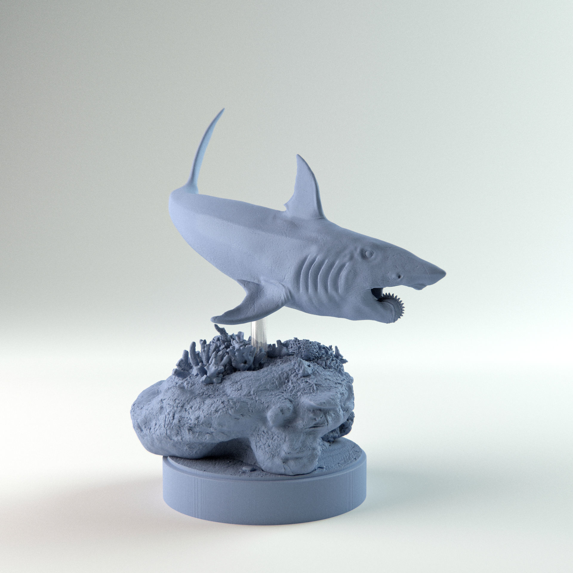 Helicoprion swimming 1-35 scale pre-supported 3D print model_9