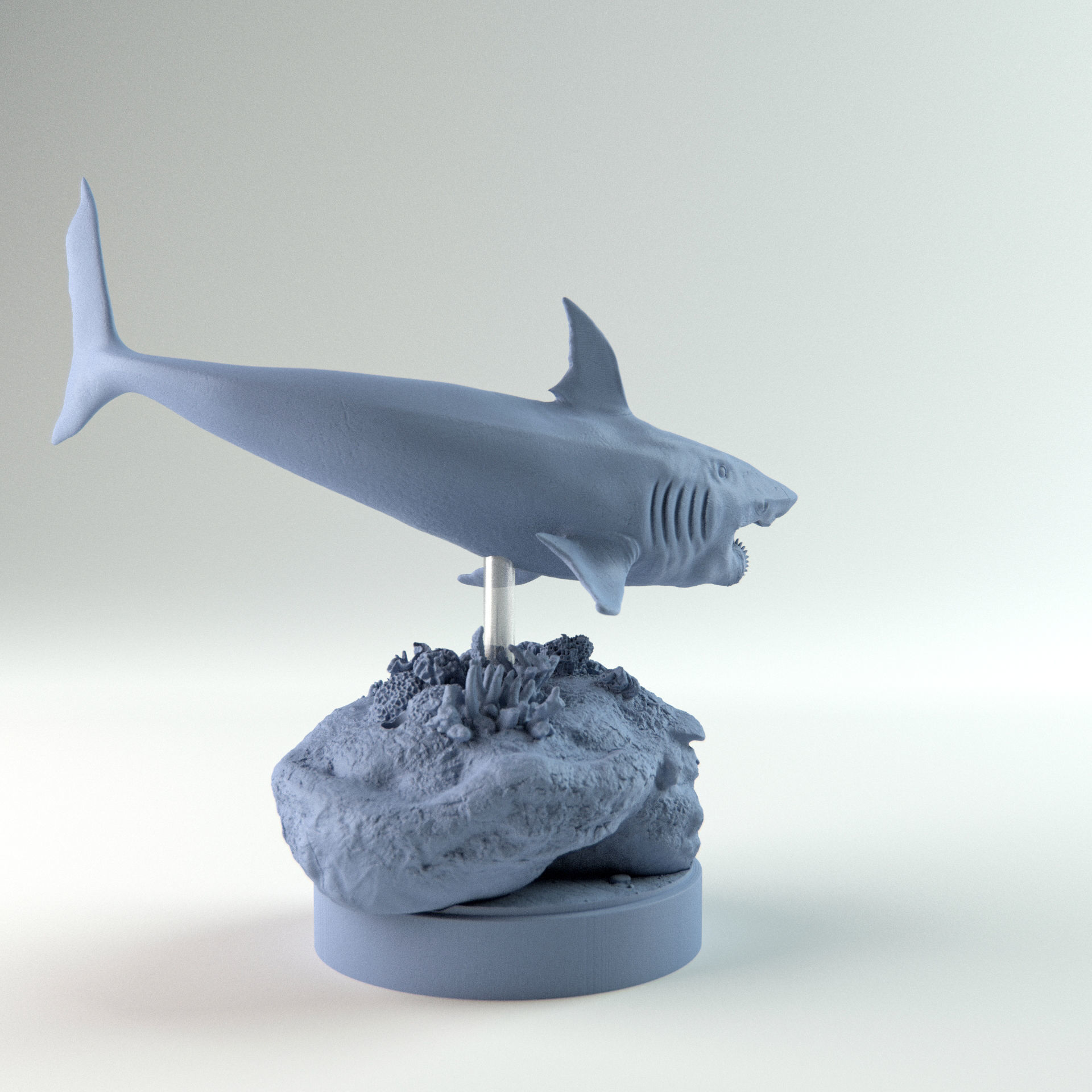 Helicoprion swimming 1-35 scale pre-supported 3D print model_7