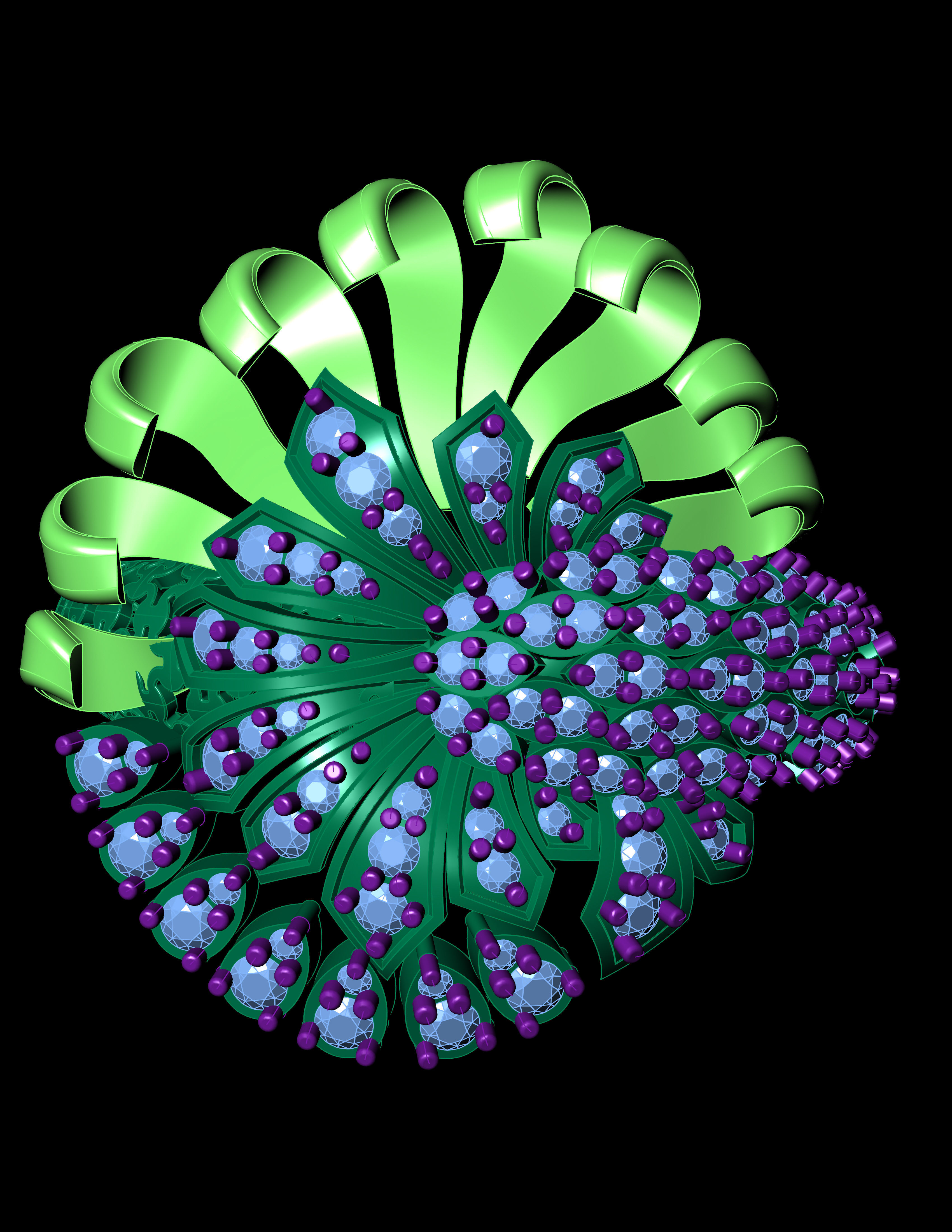 Daimond RIng With Plain Leaves Like Octopus 3D ring model 3D print model_11